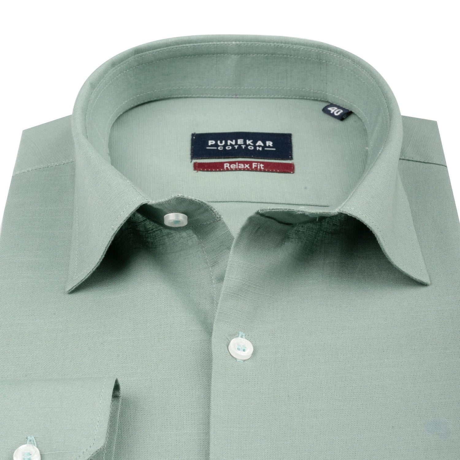 Aqua Green Color Solid Cotton Linen Shirt For Men - Punekar Cotton