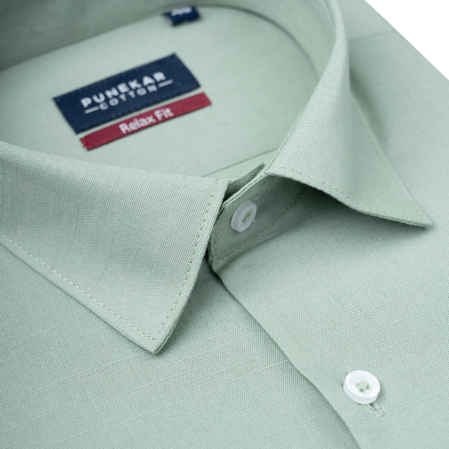Aqua Green Color Solid Cotton Linen Shirt For Men - Punekar Cotton