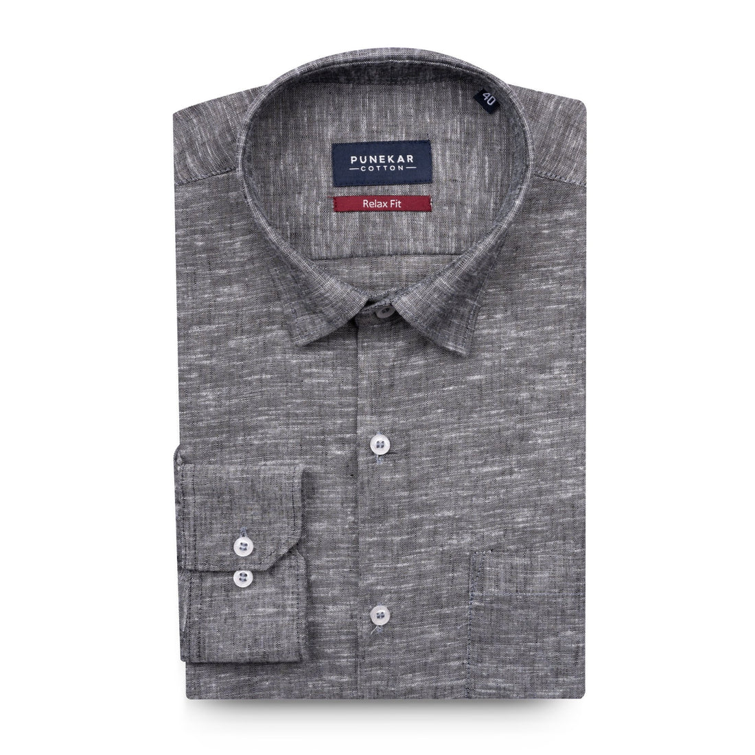 Black Color Classic Lyocell Linen Feel Shirt For Men - Punekar Cotton