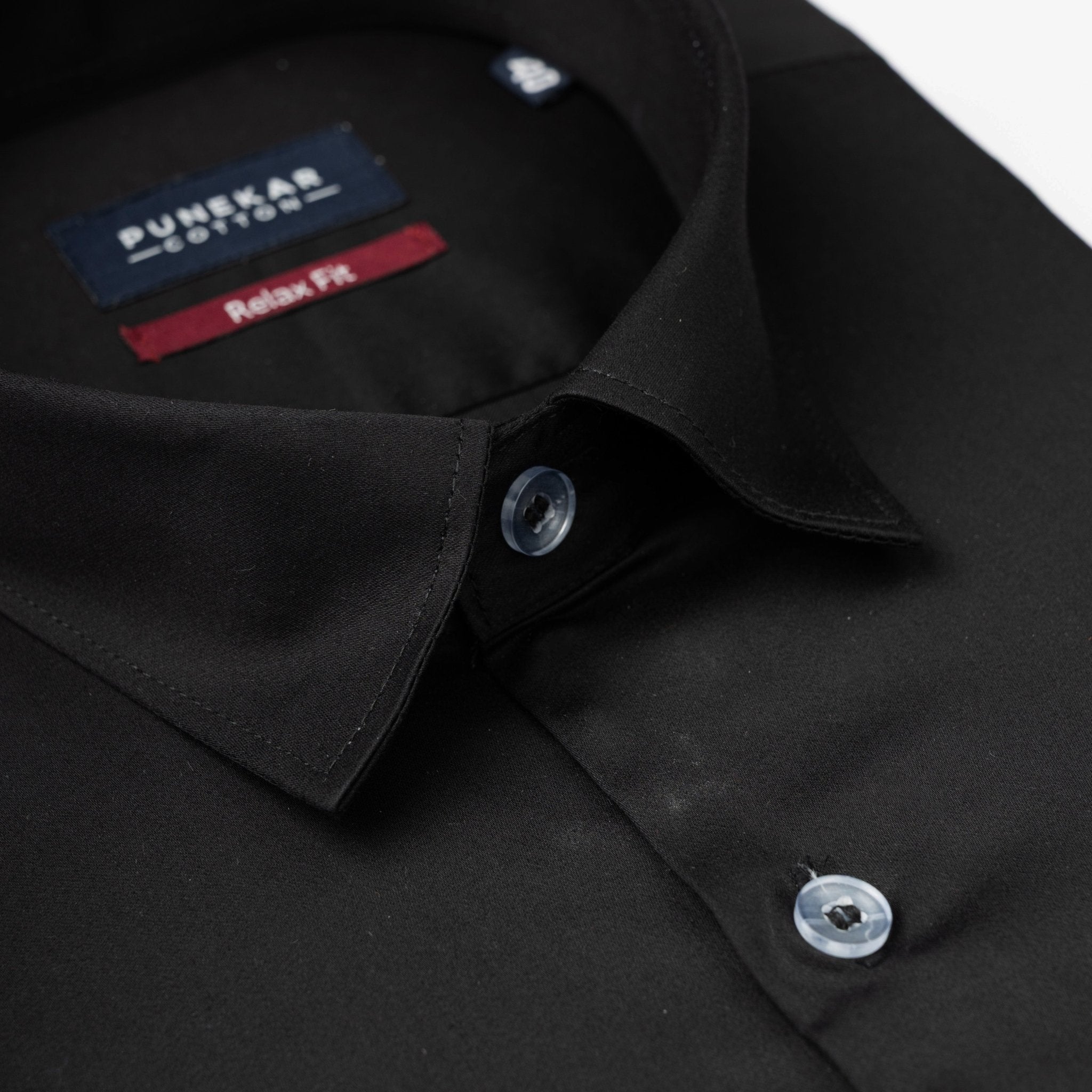 Black Color Cotton Satin Shirt For Men - Punekar Cotton