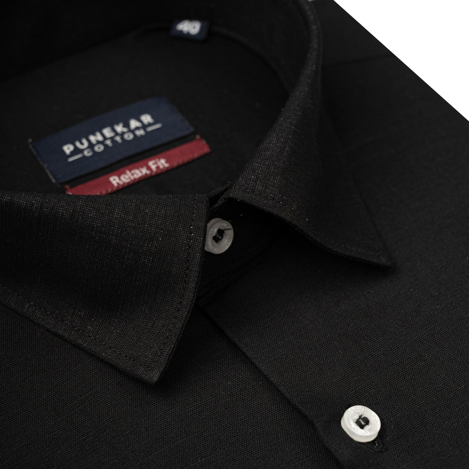 Black Color Solid Cotton Linen Shirt For Men - Punekar Cotton