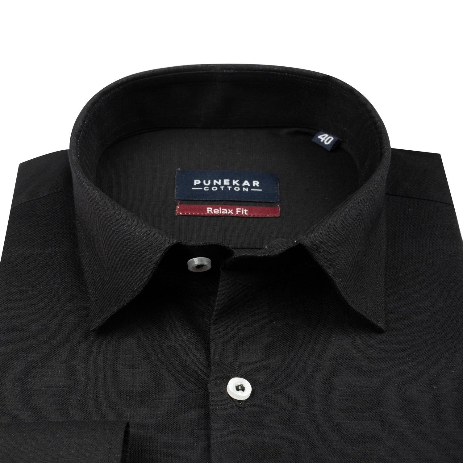 Black Color Solid Cotton Linen Shirt For Men - Punekar Cotton