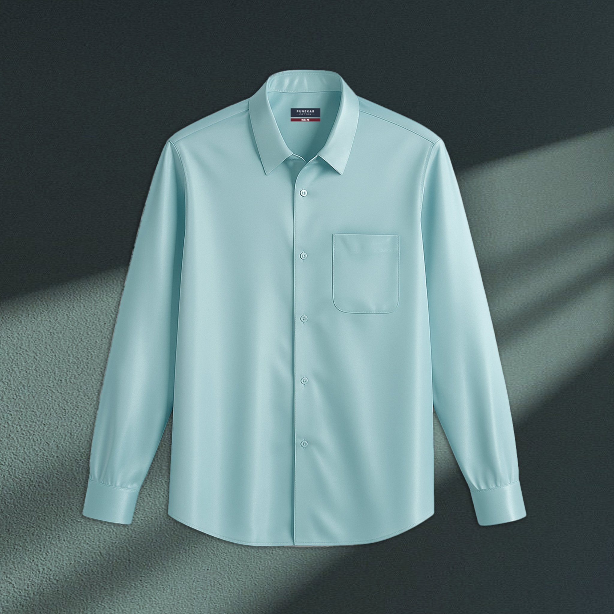 Blue Color Cotton Satin Shirt For Men - Punekar Cotton