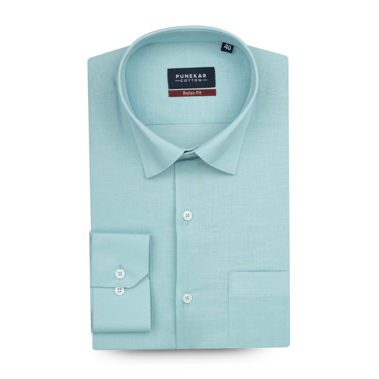 Blue Color Solid Cotton Linen Shirt For Men - Punekar Cotton