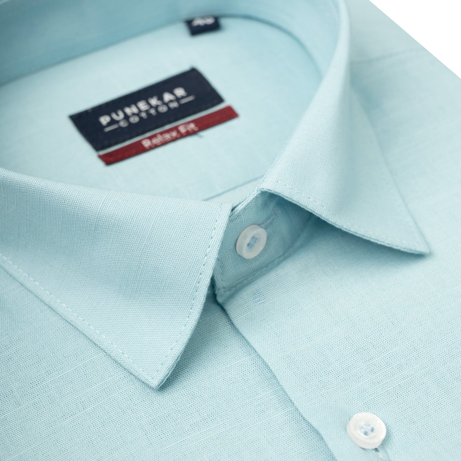 Blue Color Solid Cotton Linen Shirt For Men - Punekar Cotton