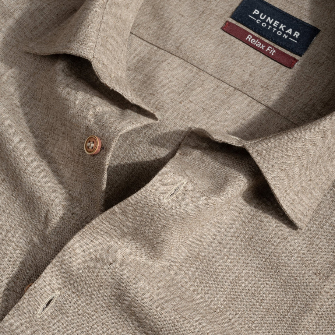 Brown Color Cotton Blend Kosa Texture Shirts For Men - Punekar Cotton