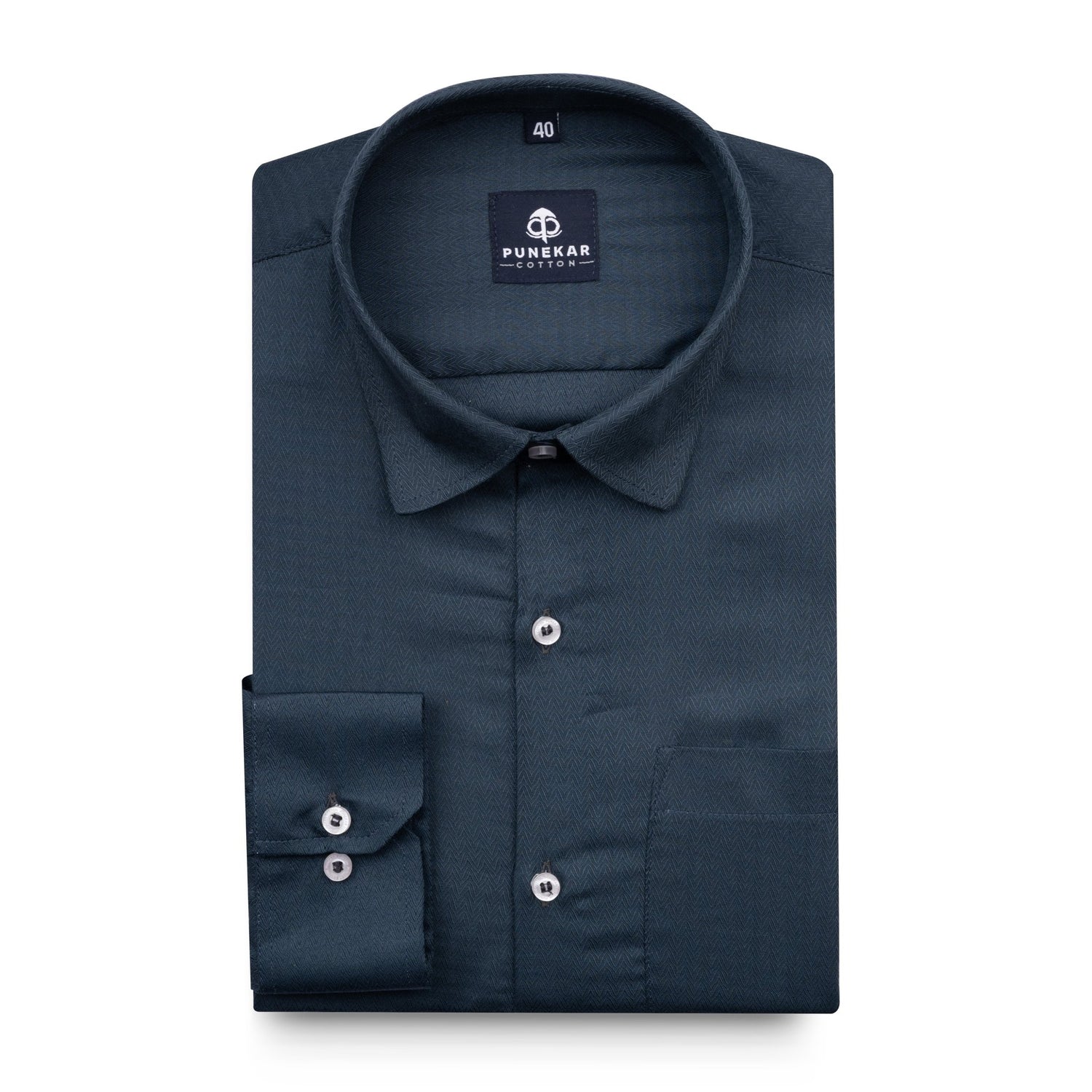 Carbon Color Dobby Cotton Satin Shirt For Men - Punekar Cotton