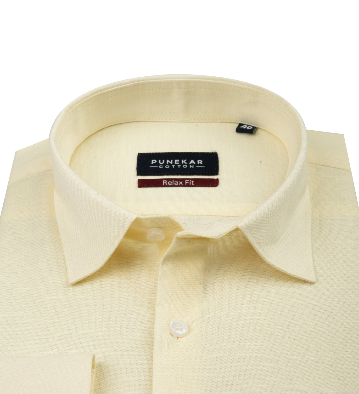 Cream Color Solid Cotton Linen Shirt For Men - Punekar Cotton