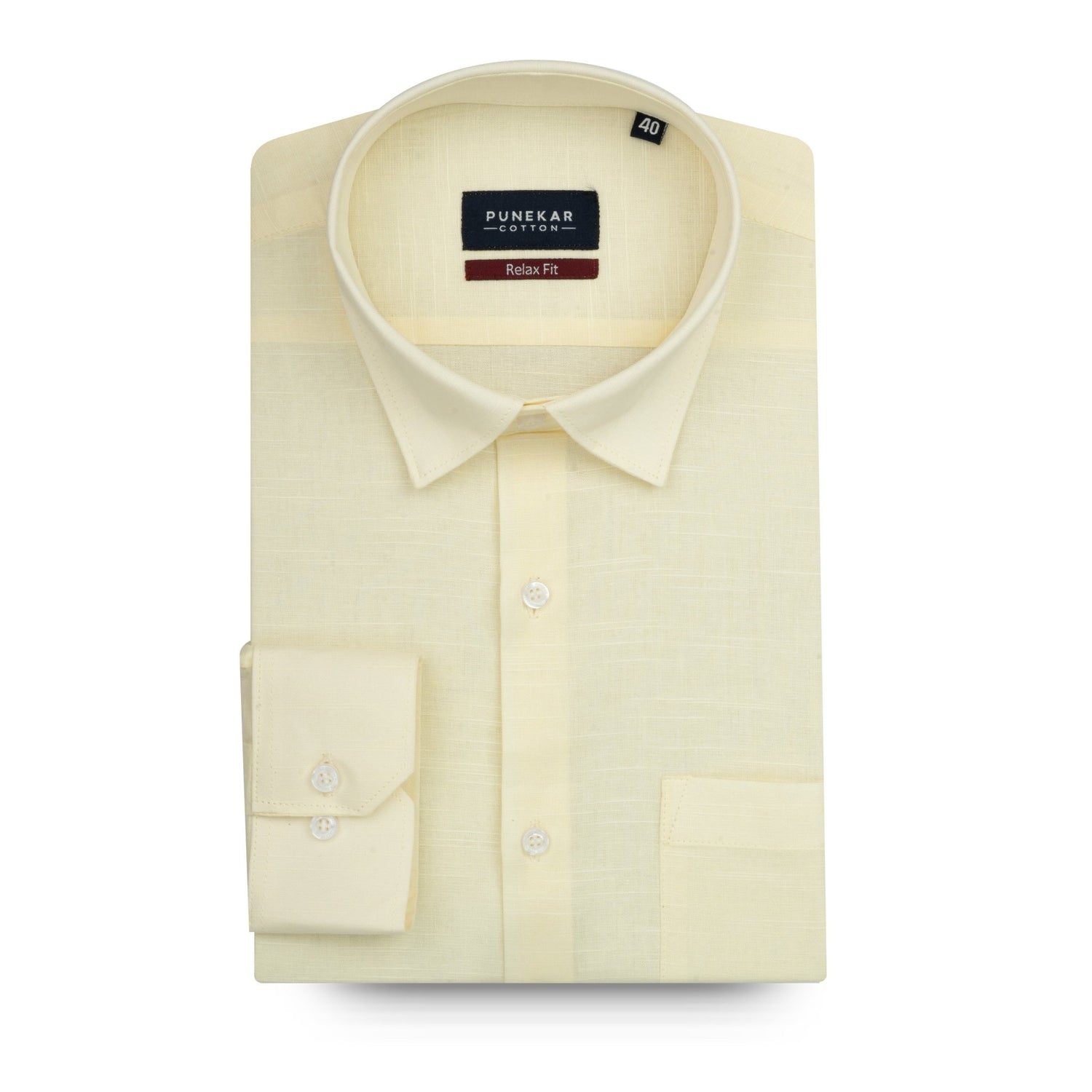 Cream Color Solid Cotton Linen Shirt For Men - Punekar Cotton