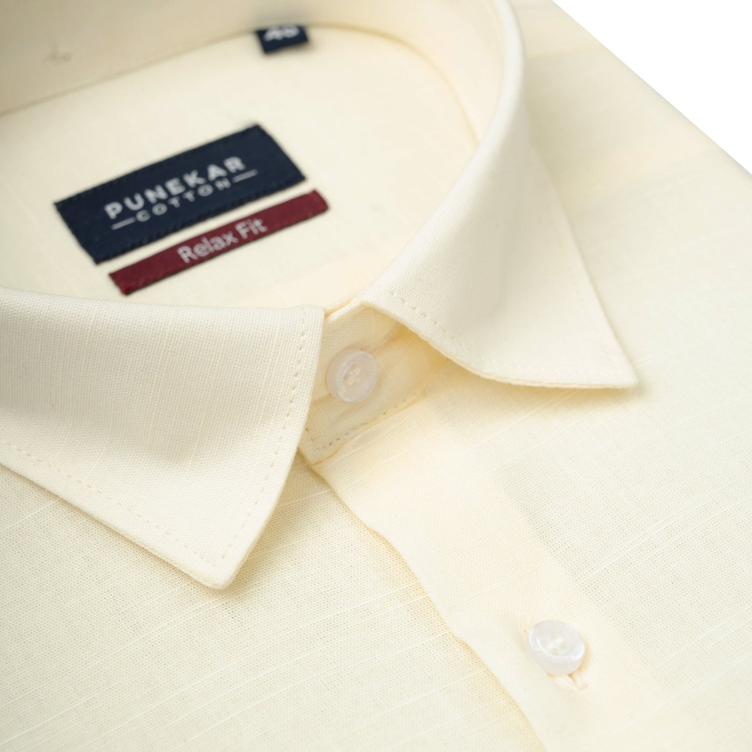 Cream Color Solid Cotton Linen Shirt For Men - Punekar Cotton