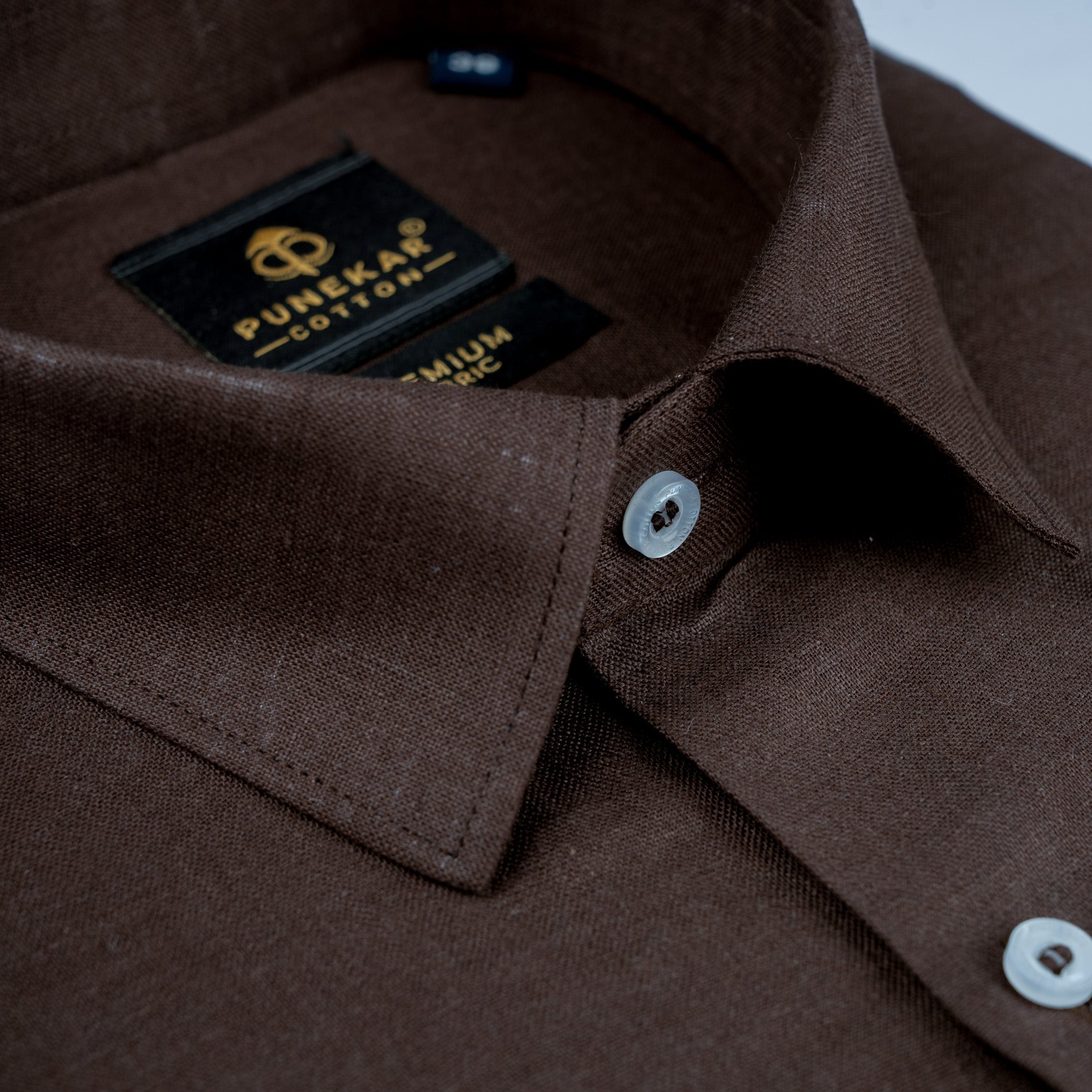 Dark Brown 60Lea Pure Linen Shirt For Men - Punekar Cotton