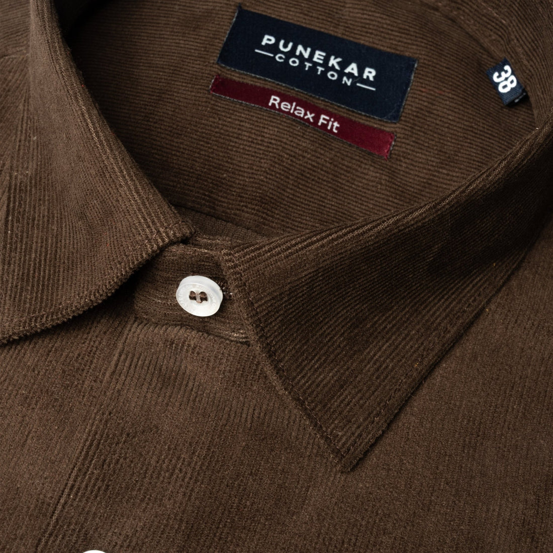 Dark Brown Color Corduroy Shirt For Men - Punekar Cotton