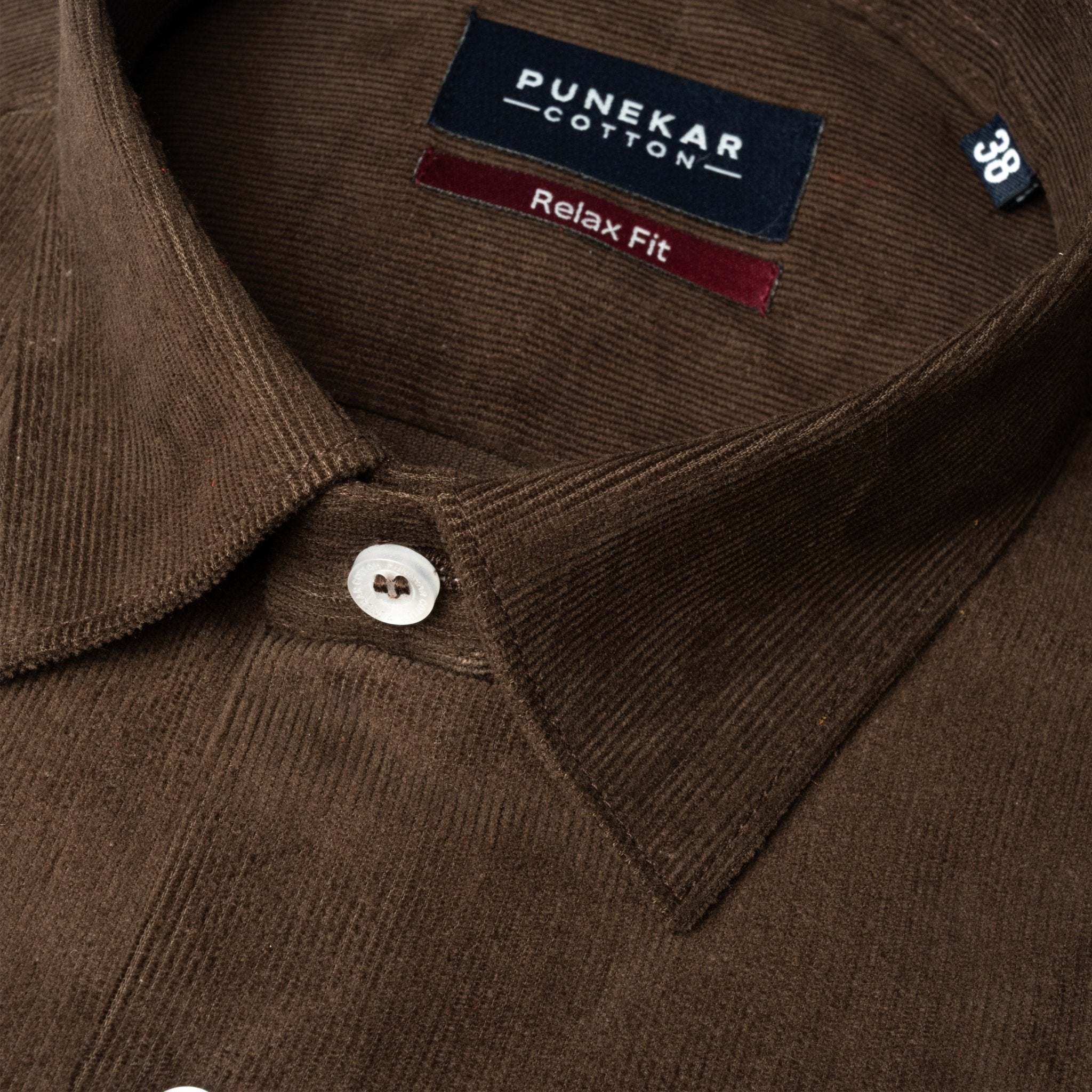Dark Brown Color Corduroy Shirt For Men - Punekar Cotton
