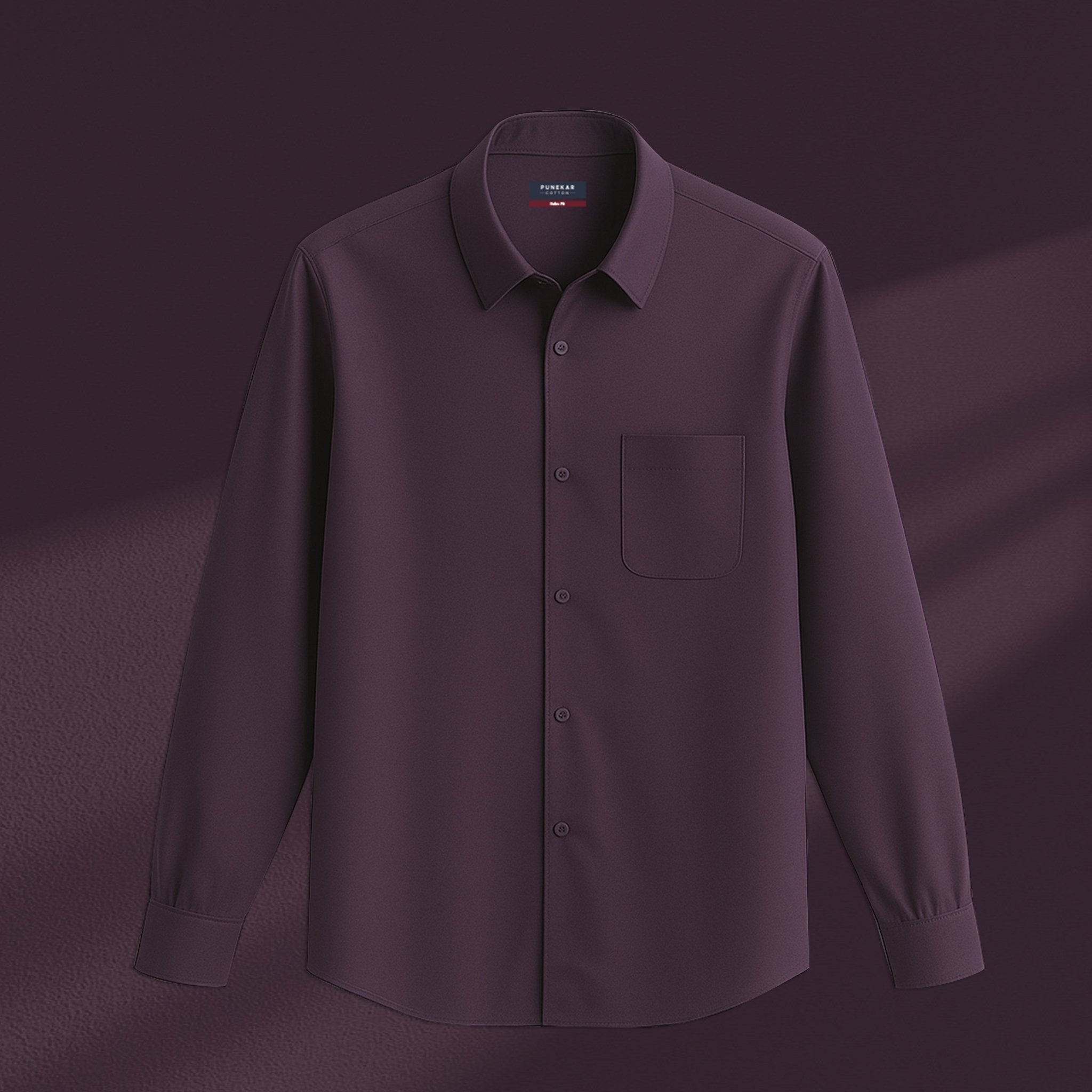 Dark Purple Color Cotton Satin Shirt For Men - Punekar Cotton