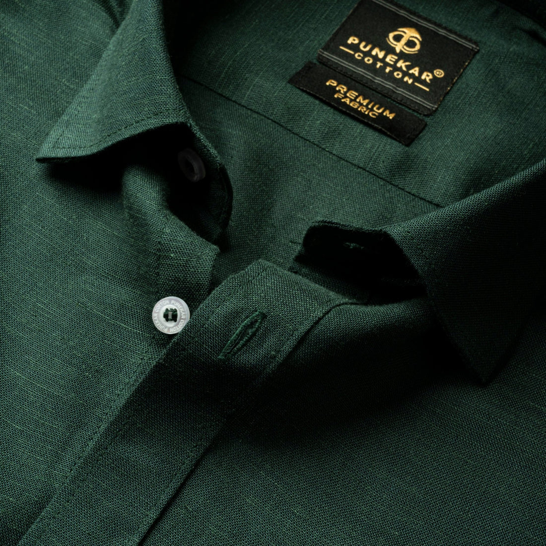 Forest Green Color Prime Linen Shirt For Men - Punekar Cotton