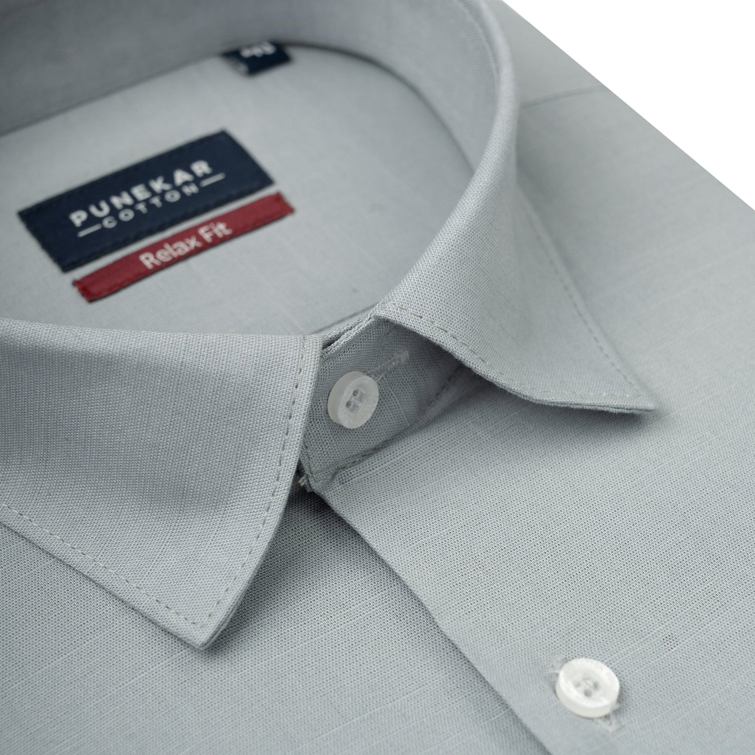 Grey Color Solid Cotton Linen Shirt For Men - Punekar Cotton