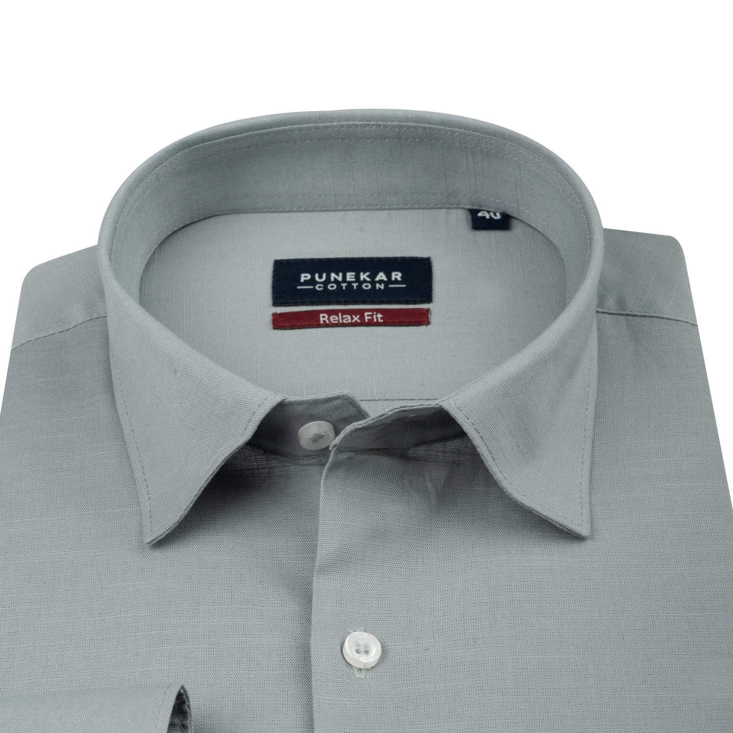 Grey Color Solid Cotton Linen Shirt For Men - Punekar Cotton