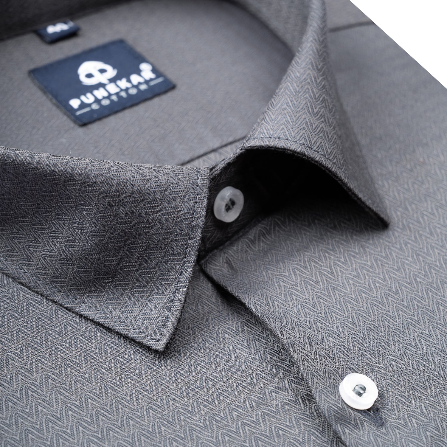 Dark Grey Color Dobby Cotton Satin Shirt For Men