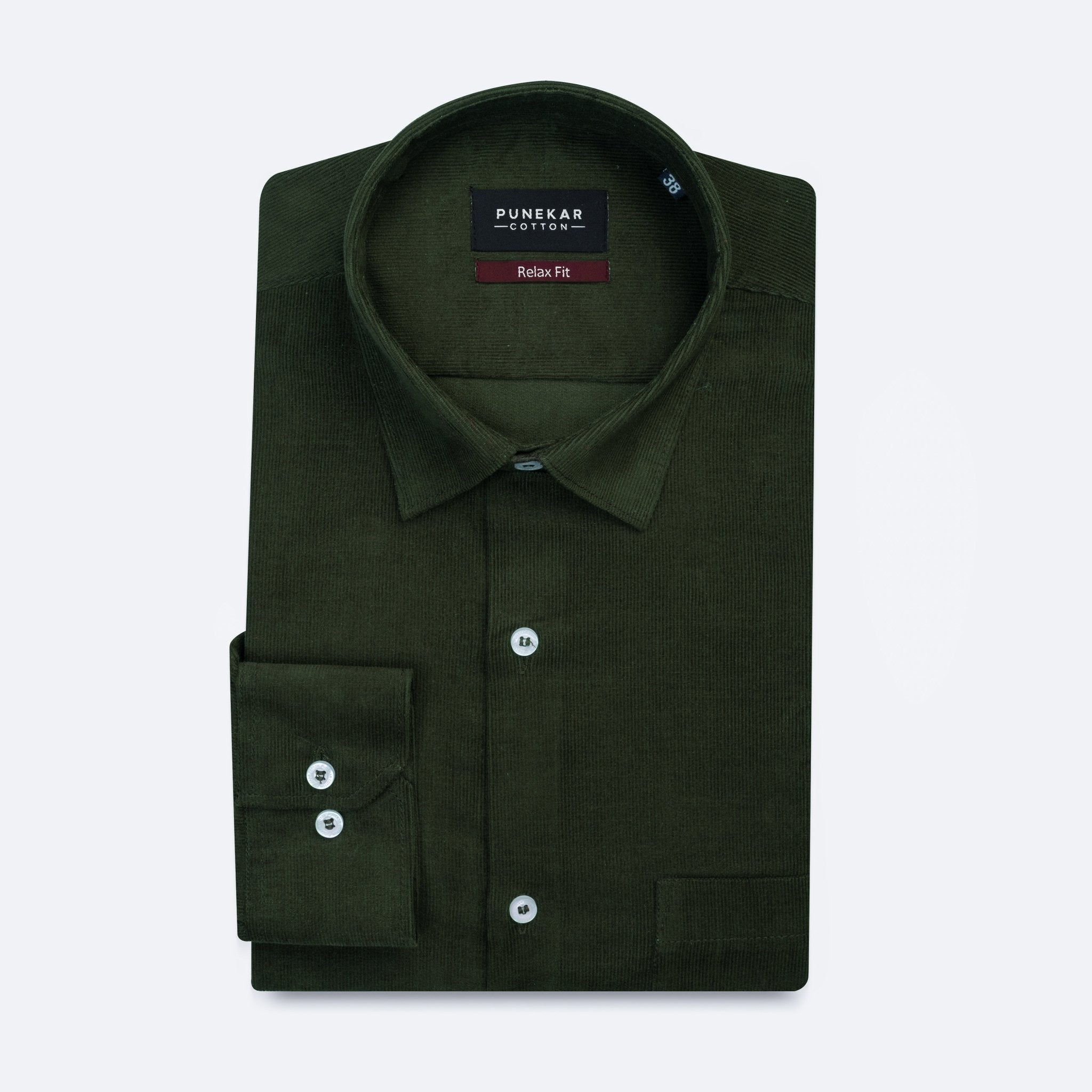 Hunter Green Color Corduroy Shirt For Men – Punekar Cotton