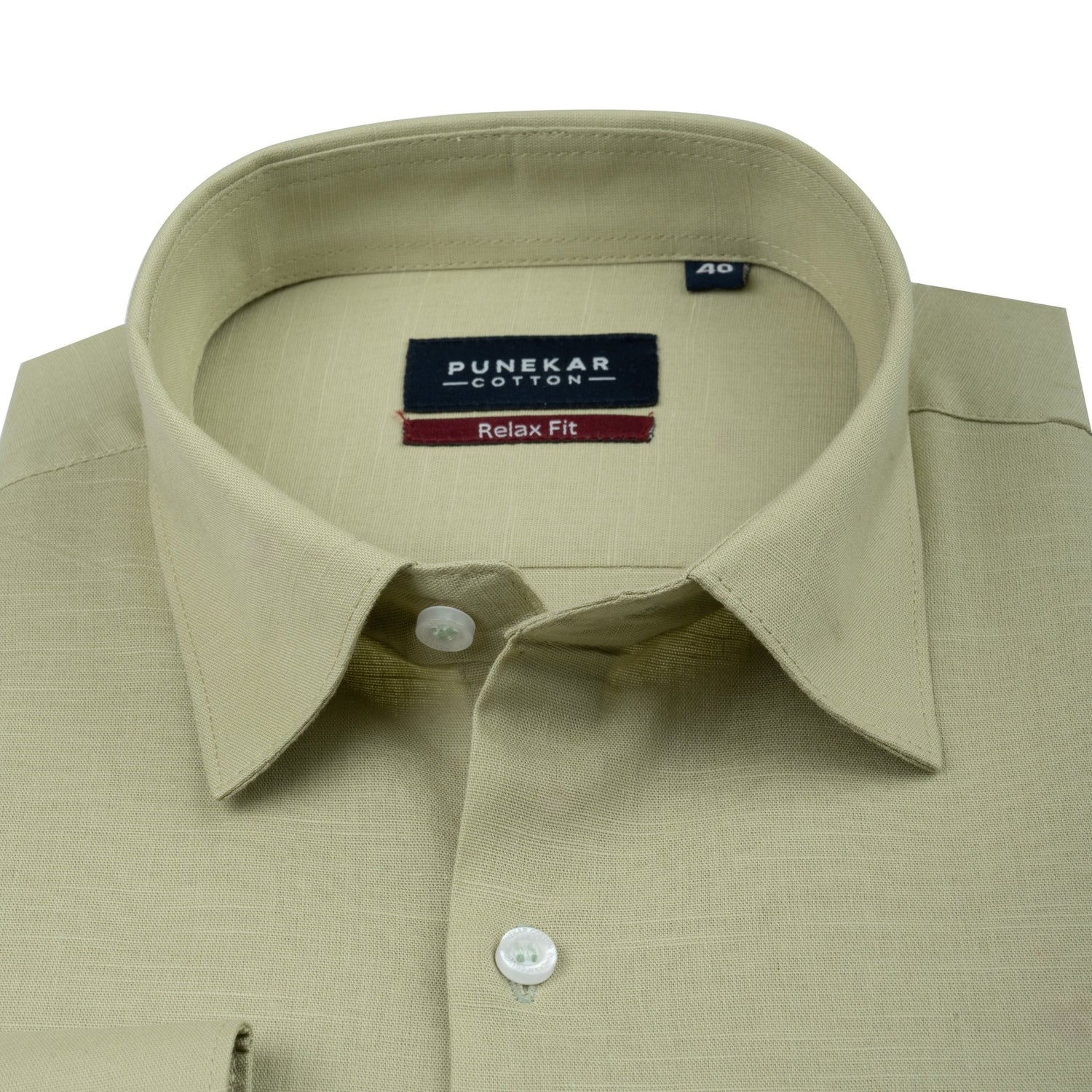 Khaki Green Color Solid Cotton Linen Shirt For Men - Punekar Cotton