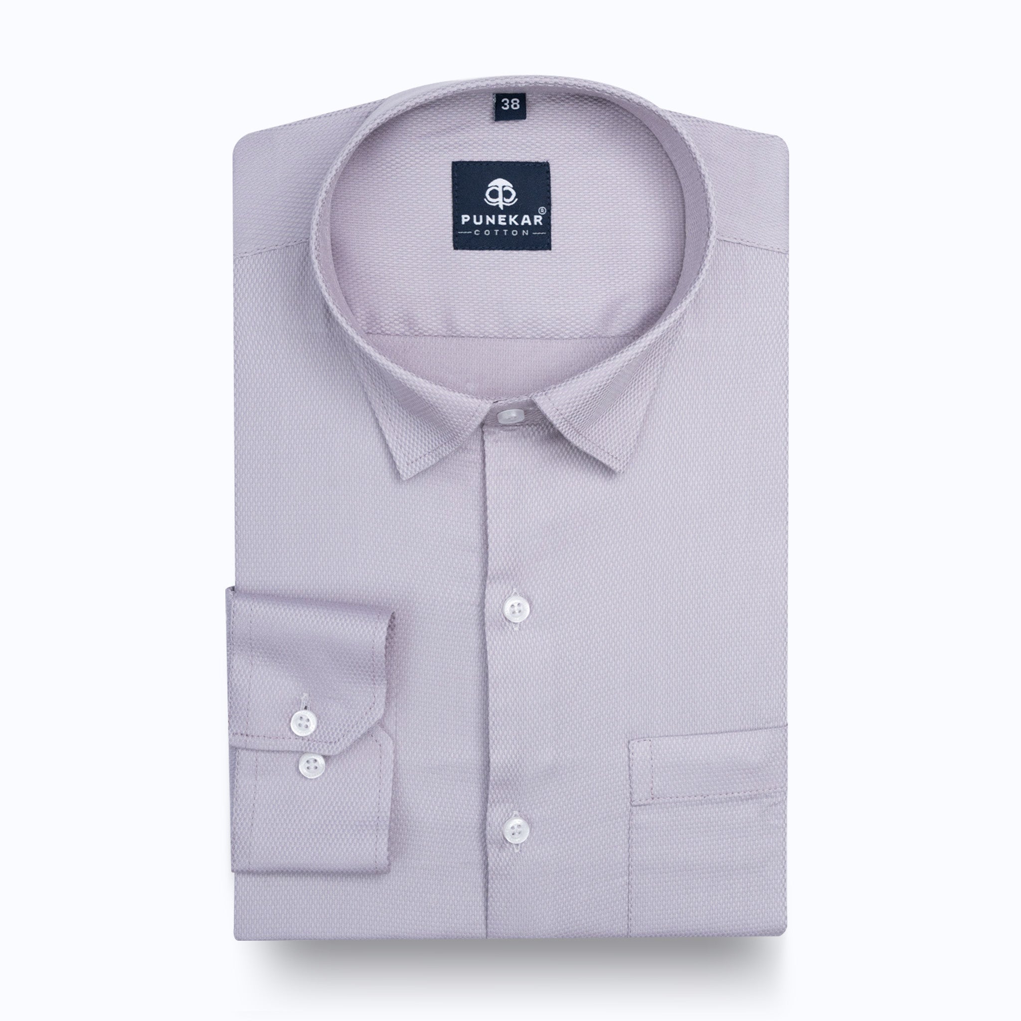 Lavender Mist Softweave Cotton Tencel Textured Shirt For Men