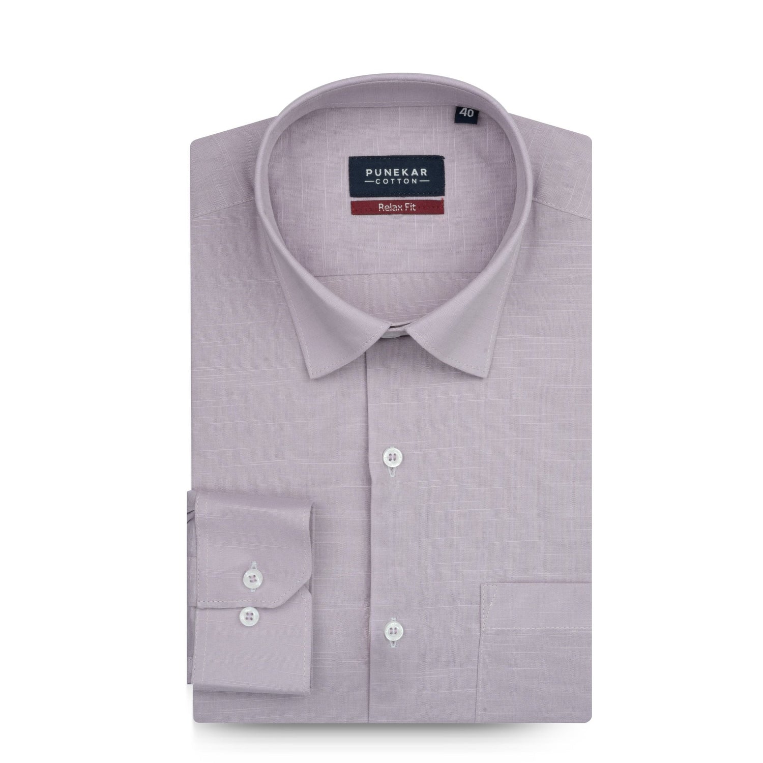 Lavender Color Solid Cotton Linen Shirt For Men - Punekar Cotton