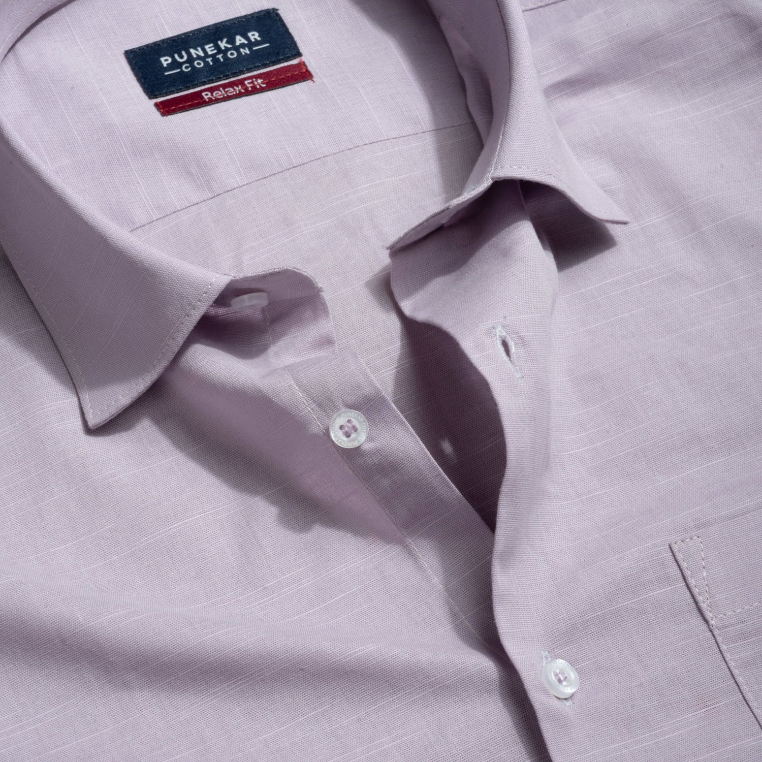 Lavender Color Solid Cotton Linen Shirt For Men - Punekar Cotton