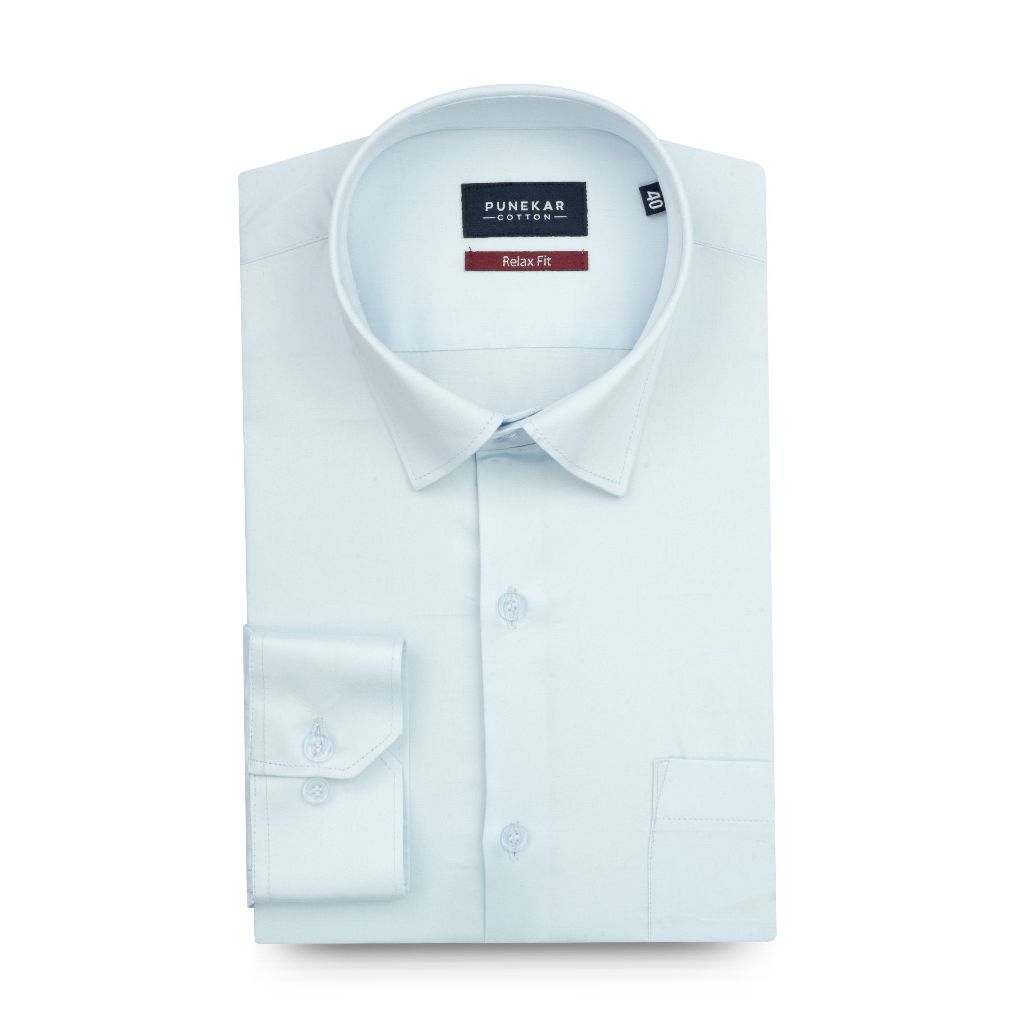 Light Blue Color Cotton Satin Shirt For Men - Punekar Cotton