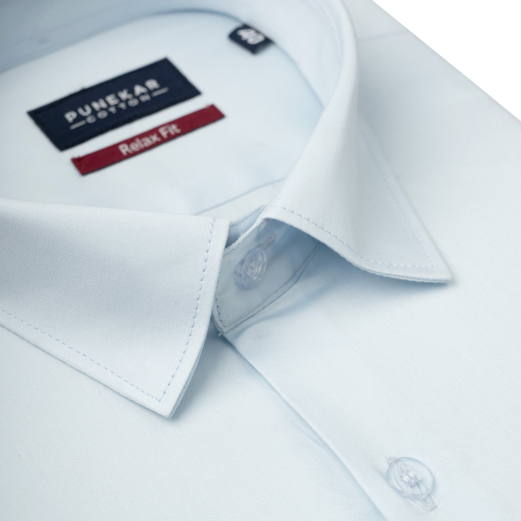 Light Blue Color Cotton Satin Shirt For Men - Punekar Cotton