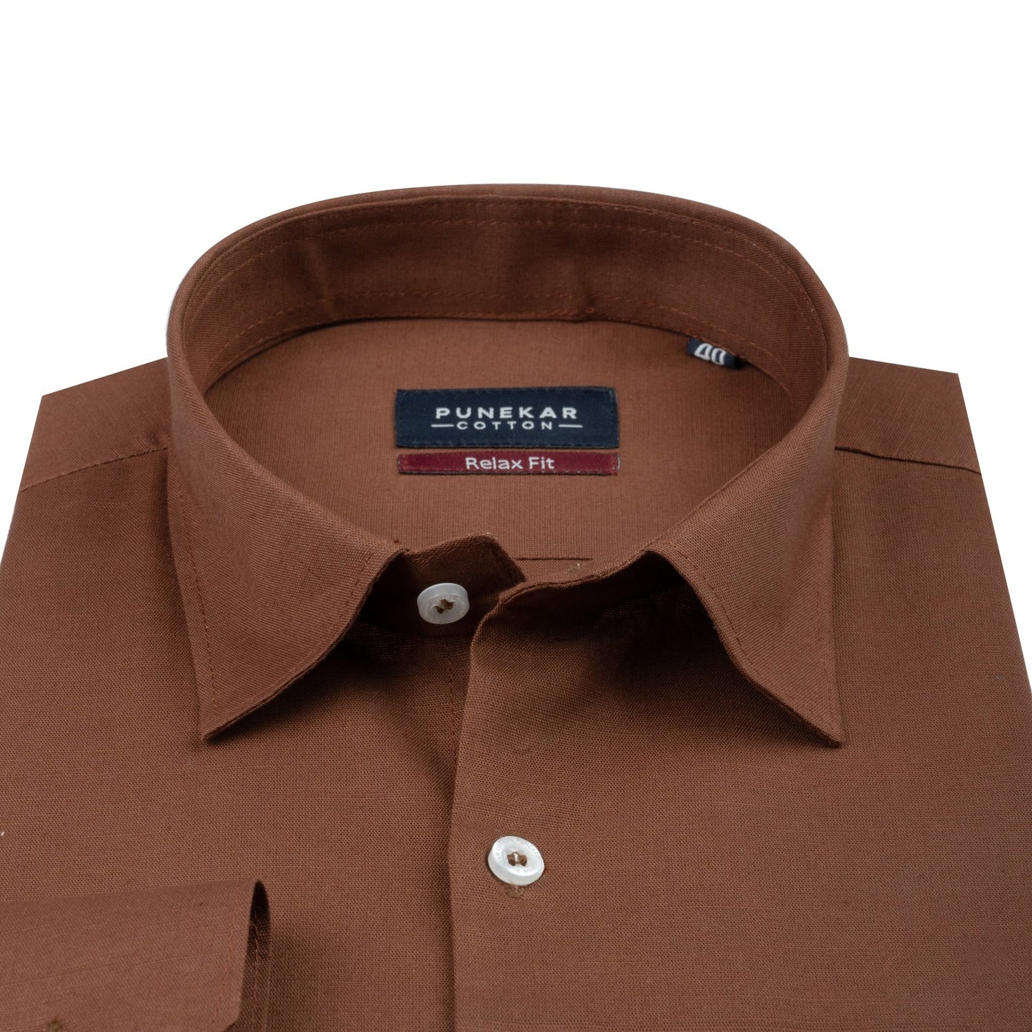 Light Brown Color Solid Cotton Linen Shirt For Men - Punekar Cotton
