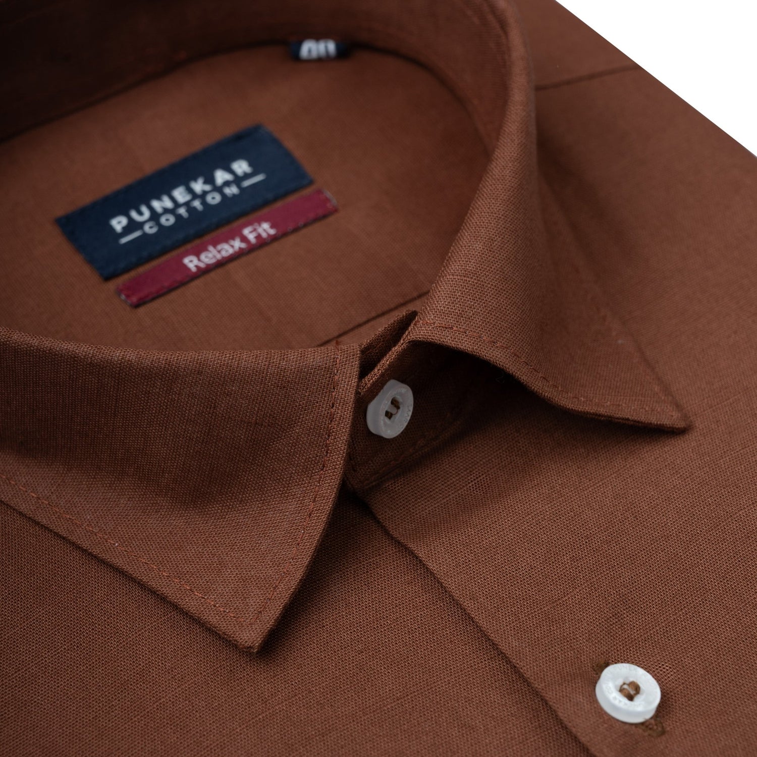 Light Brown Color Solid Cotton Linen Shirt For Men - Punekar Cotton