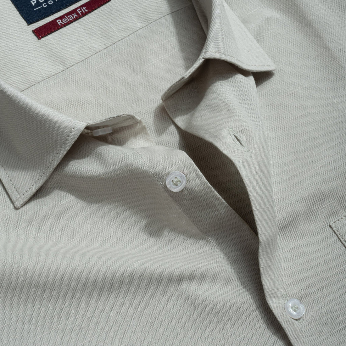 Light Grey Color Solid Cotton Linen Shirt For Men - Punekar Cotton