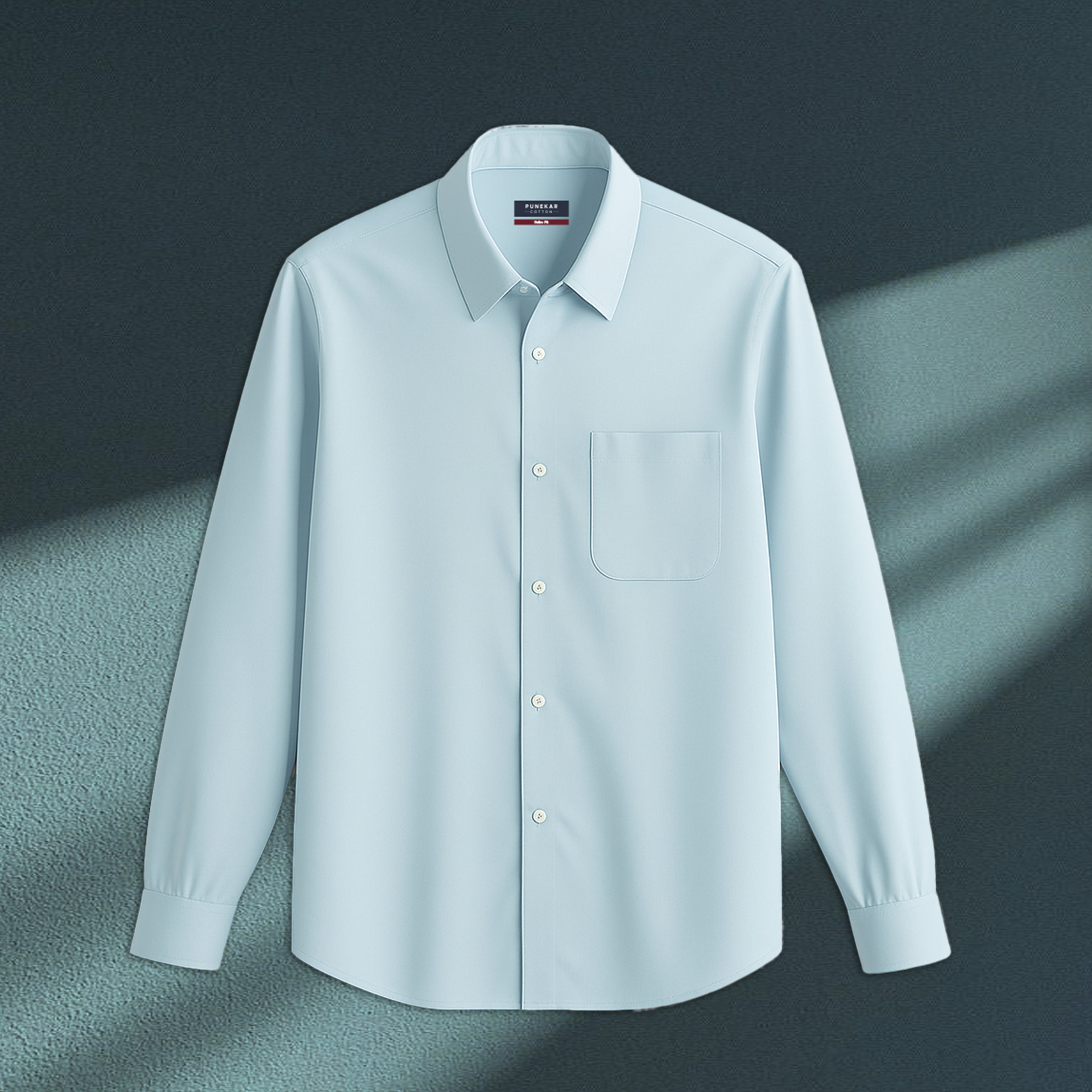 Light Blue Color Cotton Satin Shirt For Men