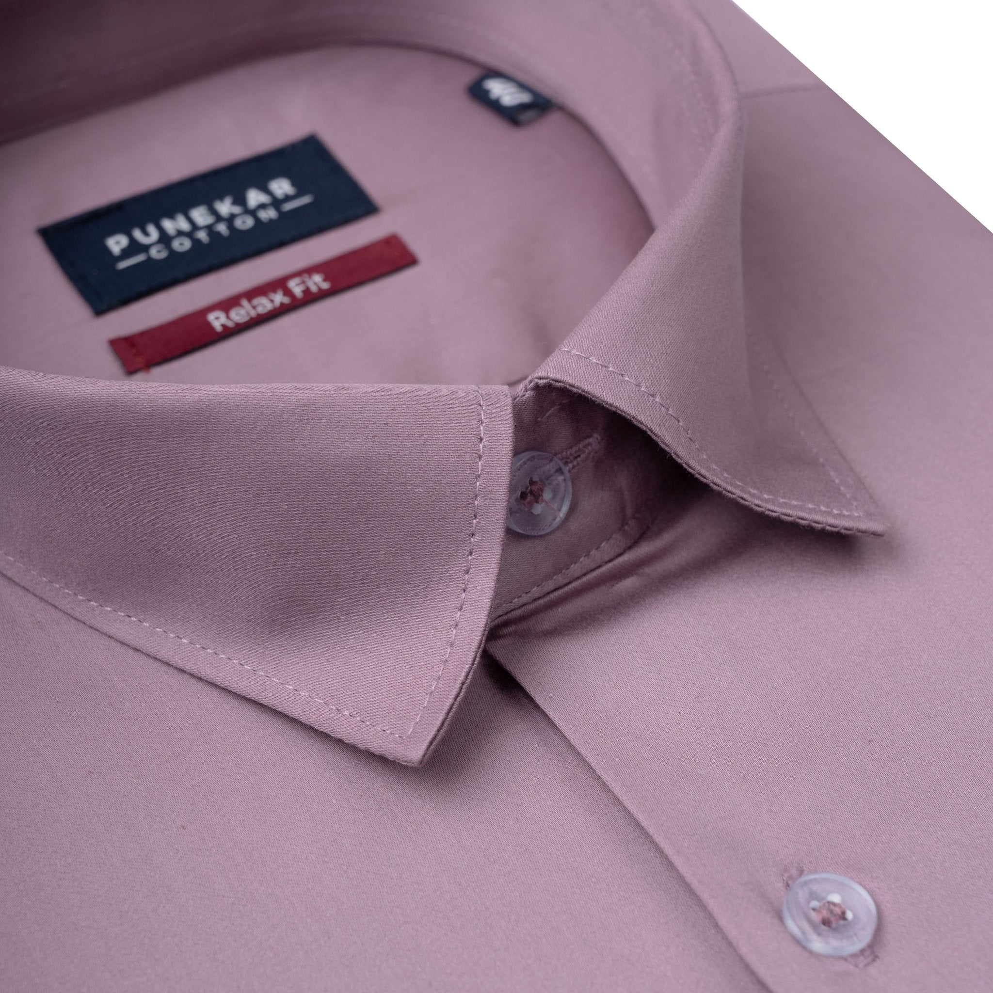 Mauve Pink Color Cotton Satin Shirt For Men - Punekar Cotton