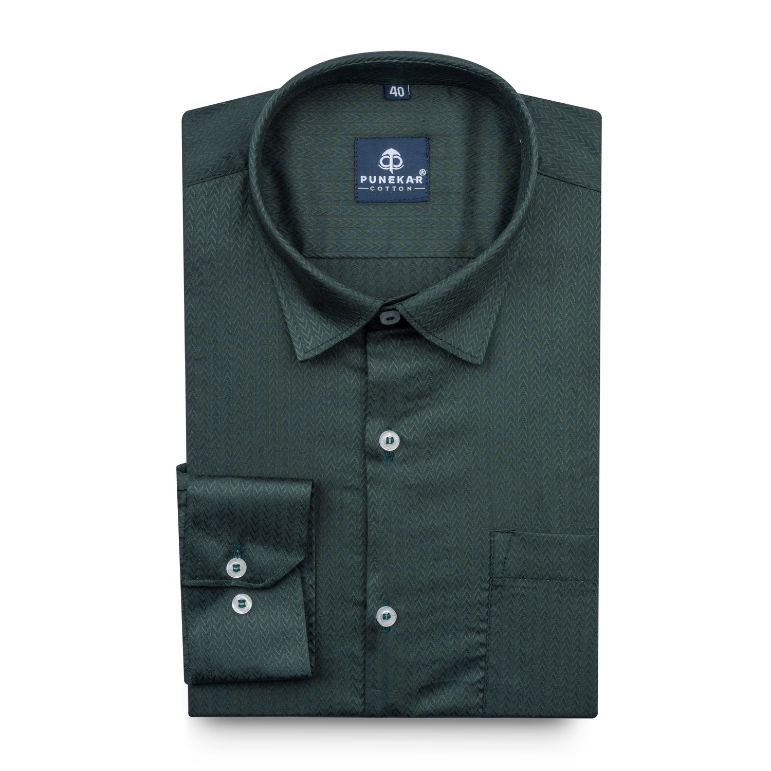 Bottle Green Color Dobby Cotton Satin Shirt For Men