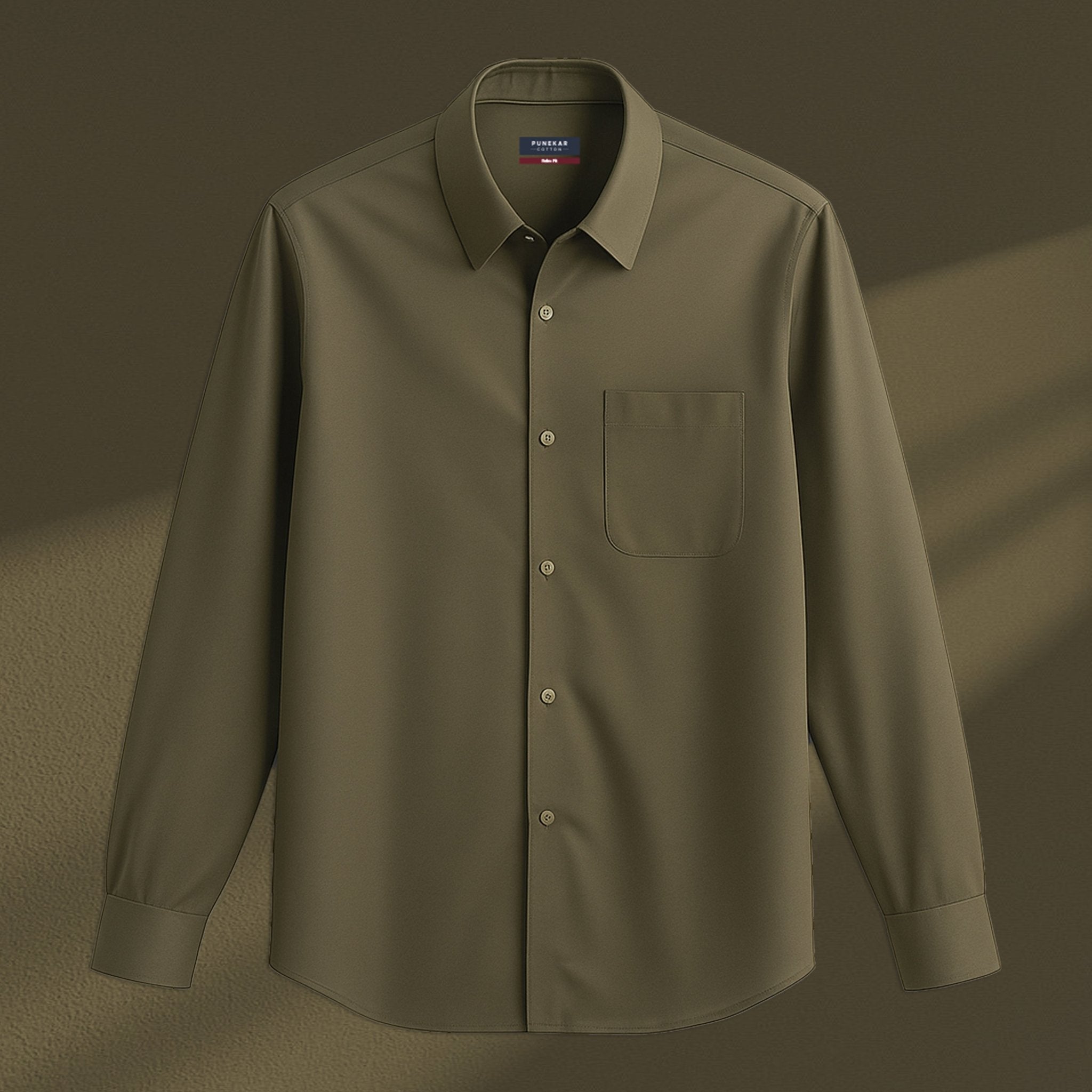 Moss Green Color Cotton Satin Shirt For Men - Punekar Cotton