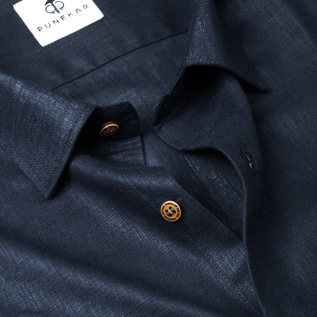 Navy Blue Color Linen Formal Shirts For Men - Punekar Cotton