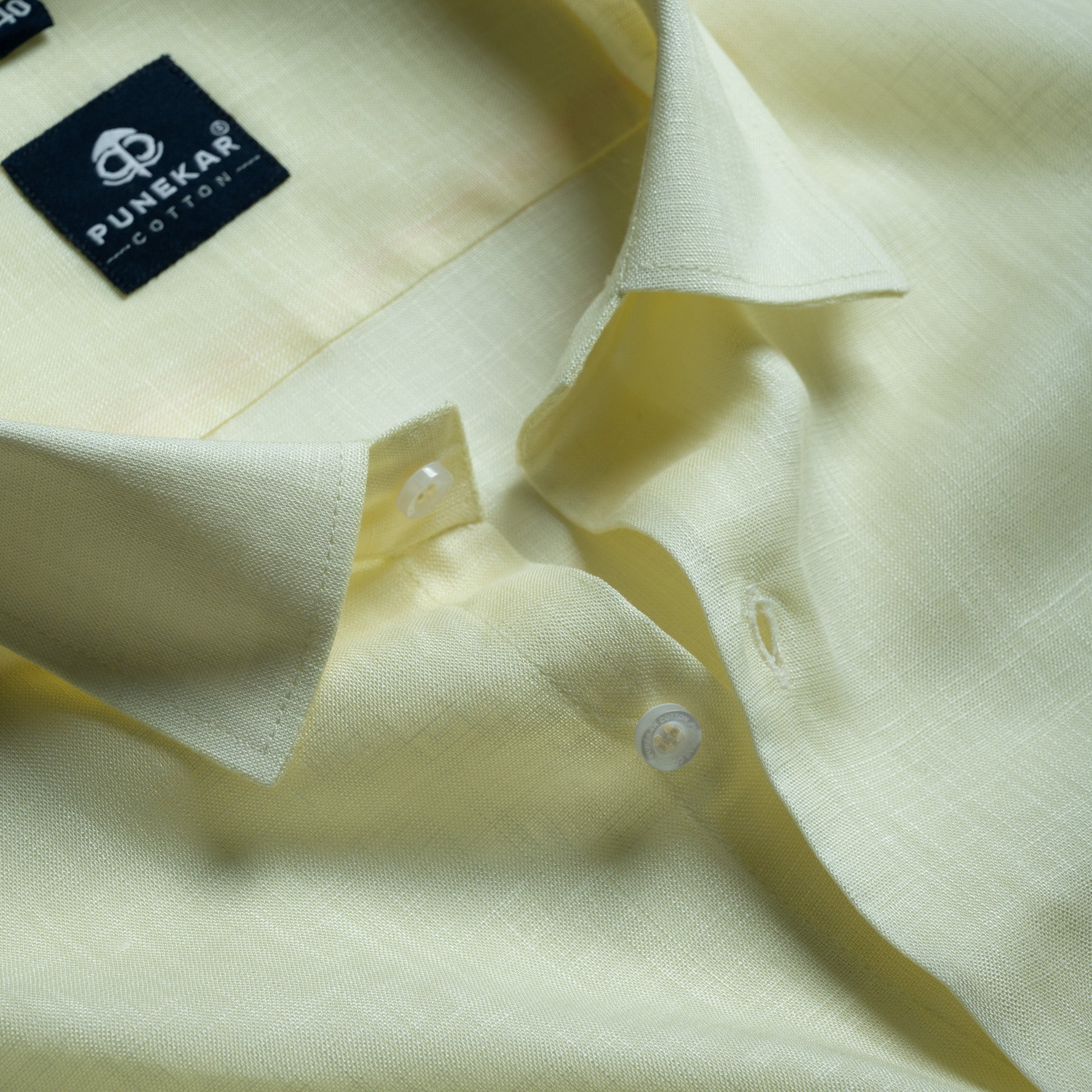Butter Yellow Color 80s Lino Lyocell Shirt For Men