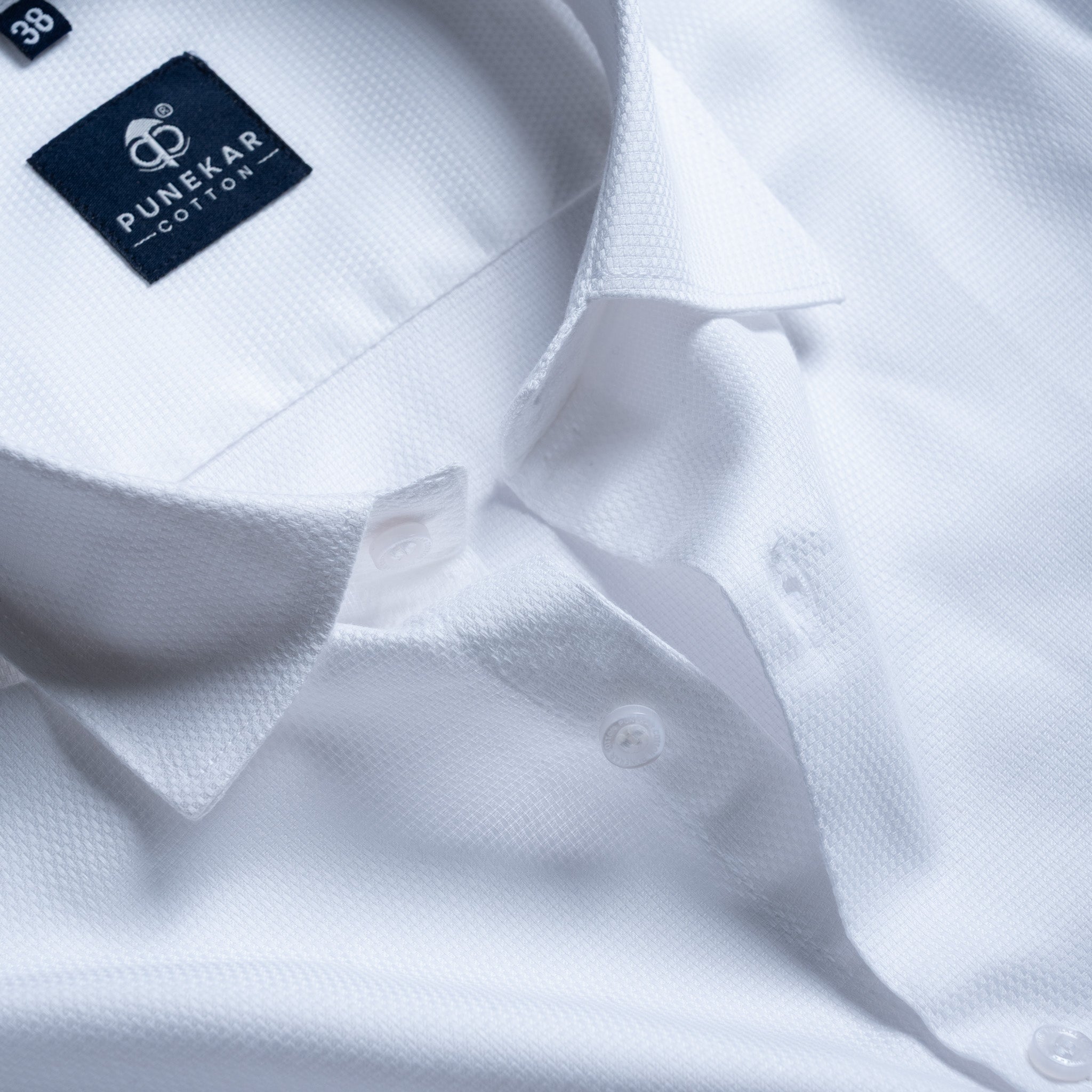 White Softweave Cotton Tencel Textured Shirt For Men