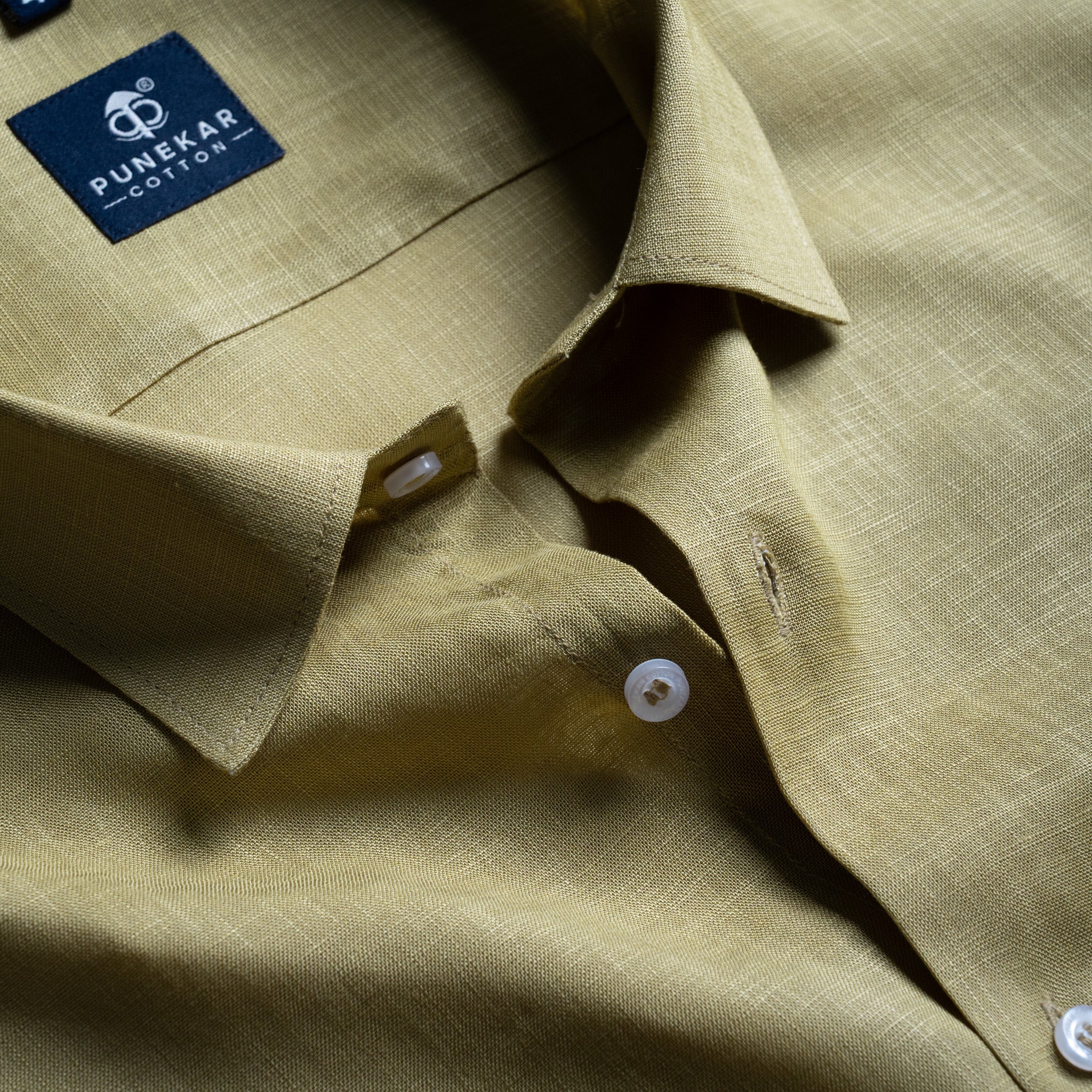 Sand Khaki Color 80s Lino Lyocell Shirt For Men