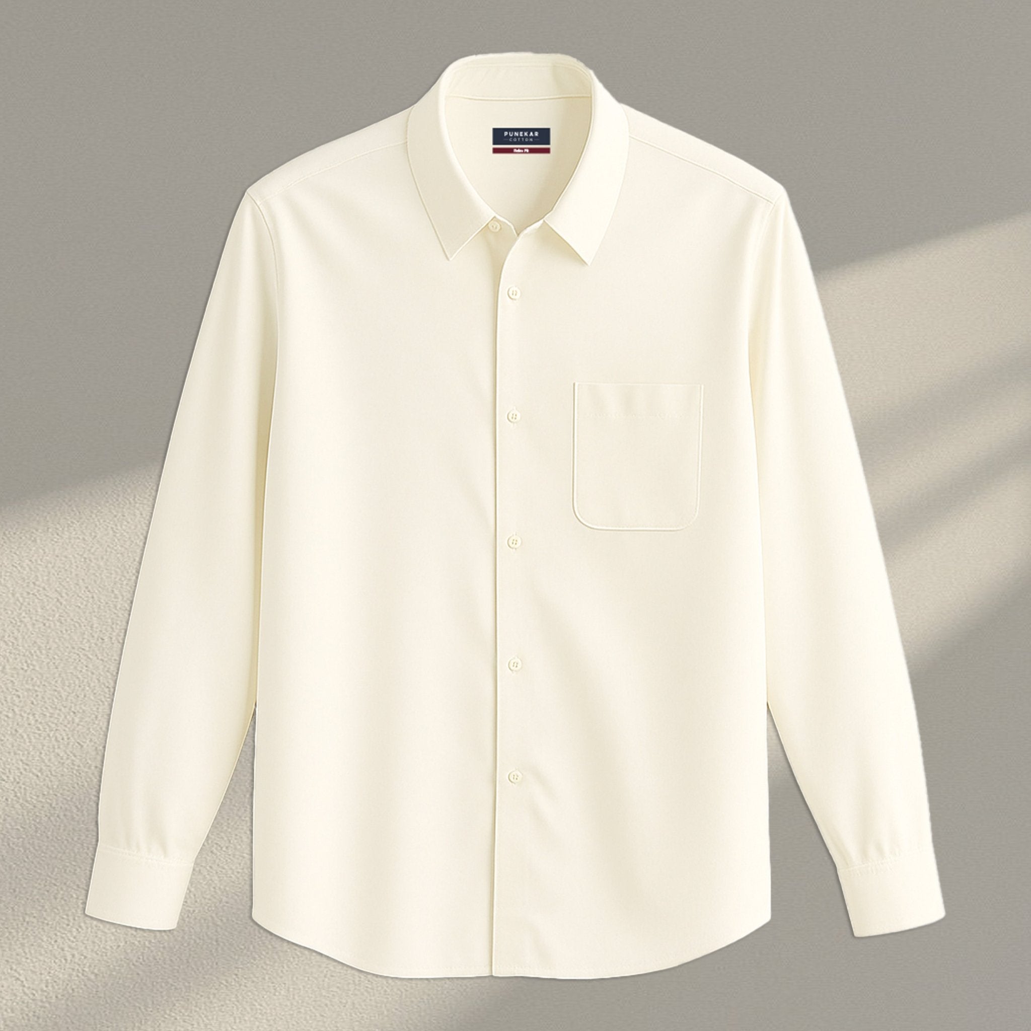 Off White Color Cotton Satin Shirt For Men - Punekar Cotton