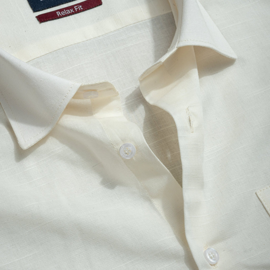 Off White Color Solid Cotton Linen Shirt For Men - Punekar Cotton