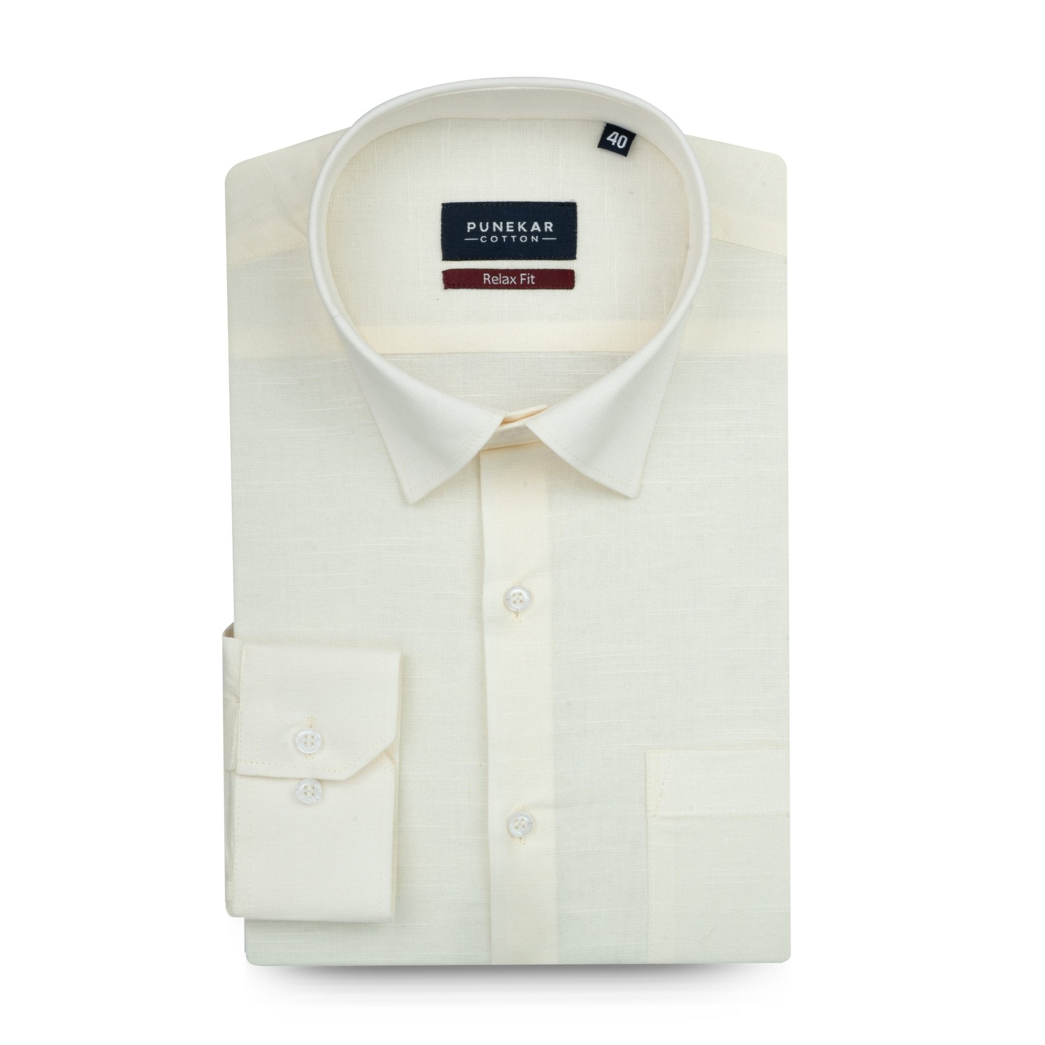 Off White Color Solid Cotton Linen Shirt For Men – Punekar Cotton