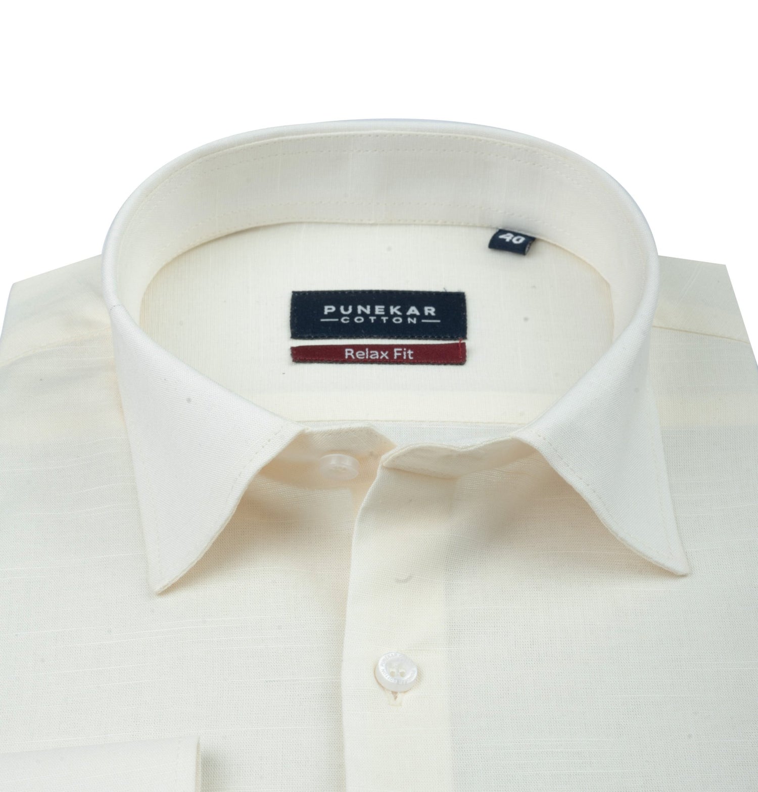 Off White Color Solid Cotton Linen Shirt For Men - Punekar Cotton