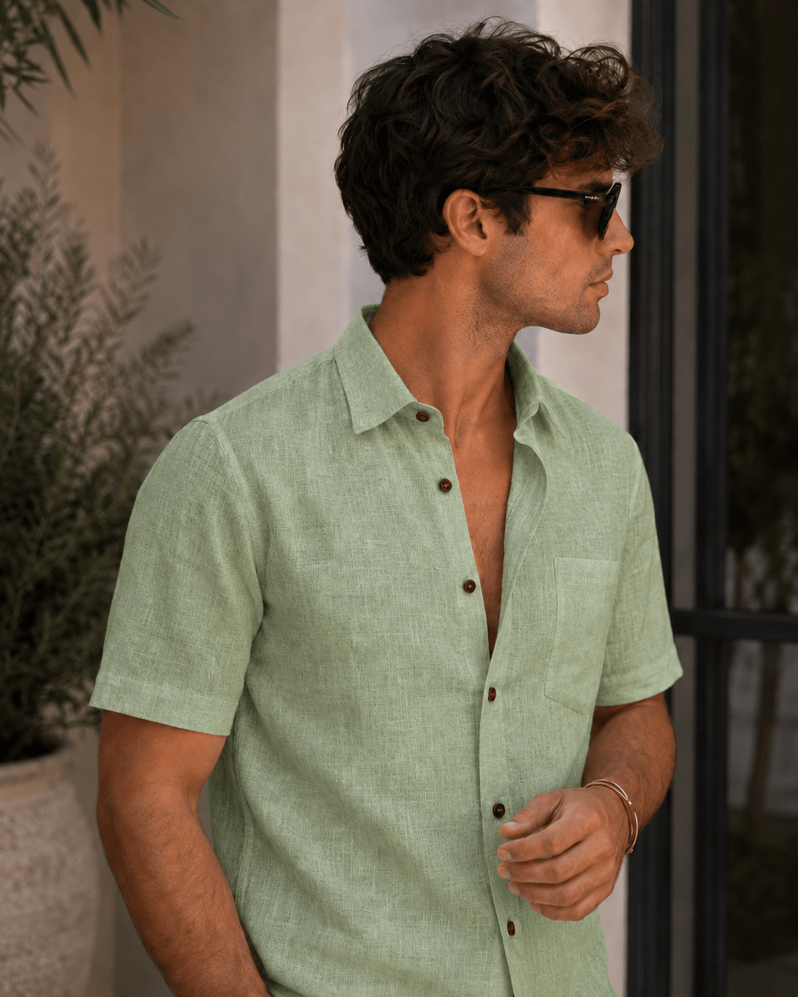 olive green dress shirt mens Color Linen Formal Shirts For Men – Punekar Cotton 🌻🌞🌴 Stepping into summer UK W Sale Dresses Size:Size 30