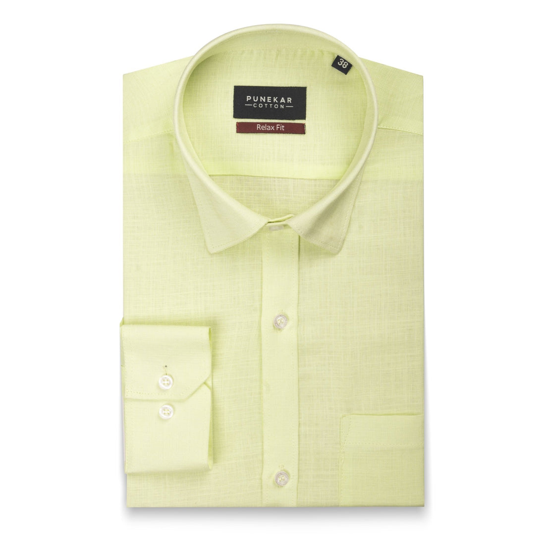 Pale Lime Color Lyocell Cotton Shirt For Men - Punekar Cotton