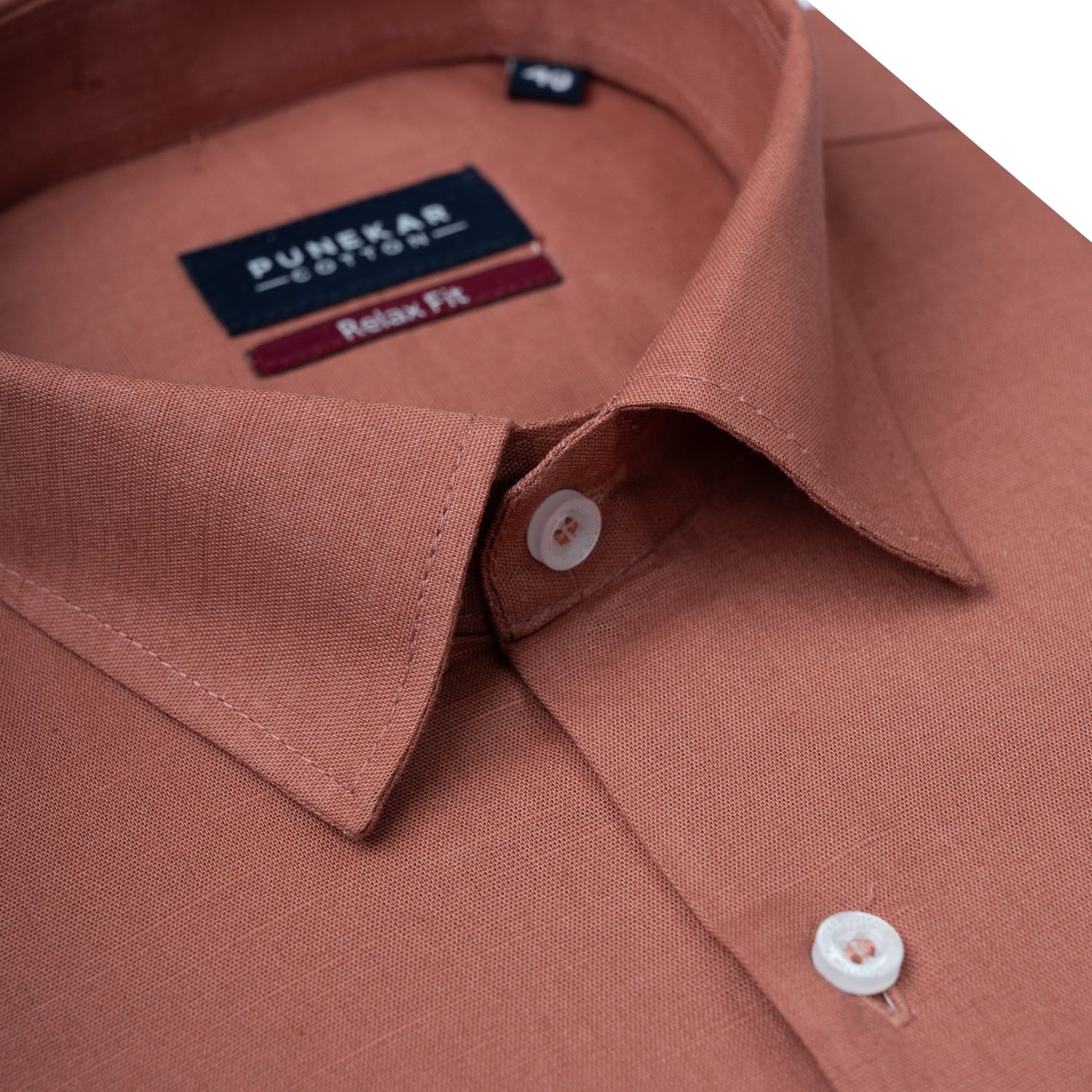 Pastel Maroon Color Solid Cotton Linen Shirt For Men - Punekar Cotton