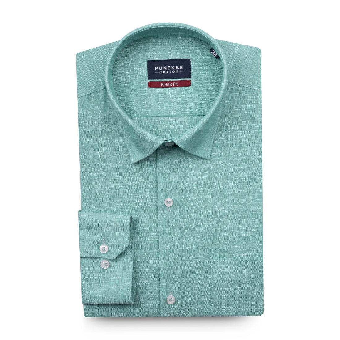 Peacock Color Classic Lyocell Linen Feel Shirt For Men - Punekar Cotton