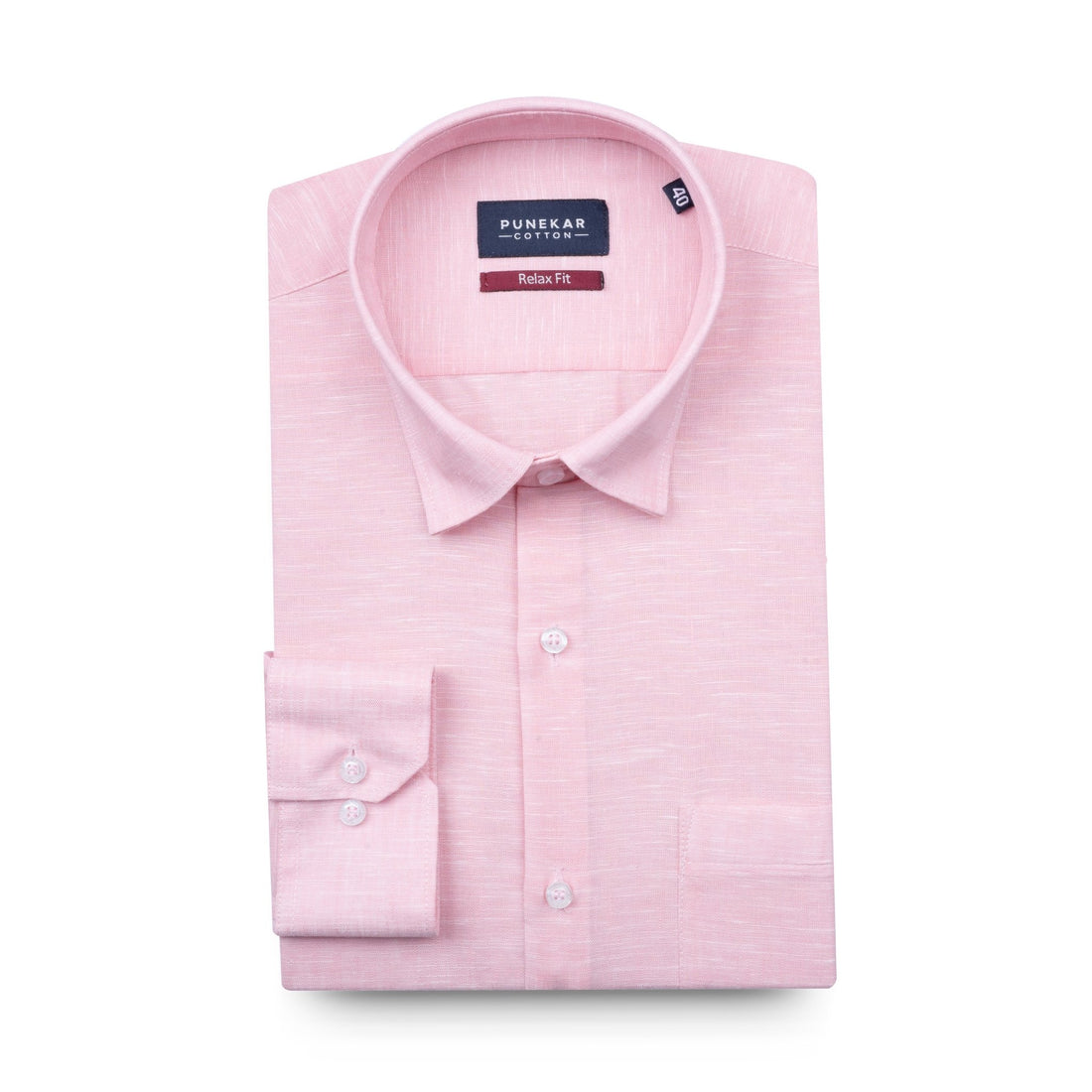 Pink Color Classic Lyocell Linen Feel Shirt For Men - Punekar Cotton