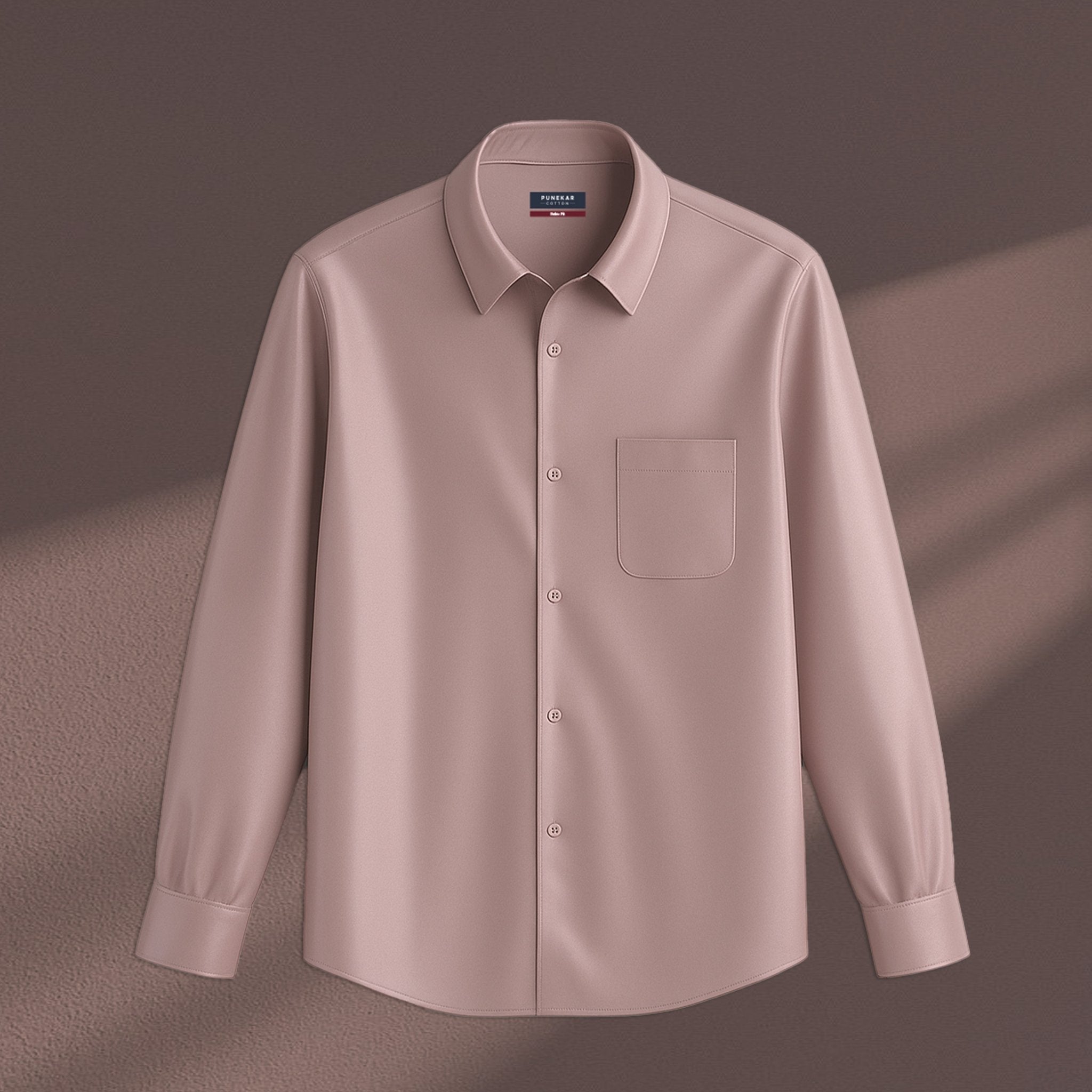 Rose Gold Color Cotton Satin Shirt For Men - Punekar Cotton